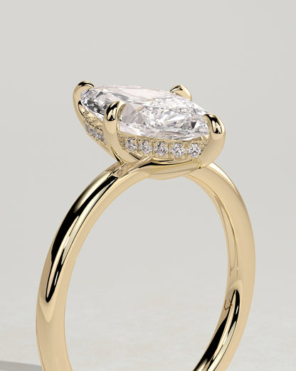 Hellen - Marquise Claw Solitaire with Hidden Halo Engagement Ring - Platinum