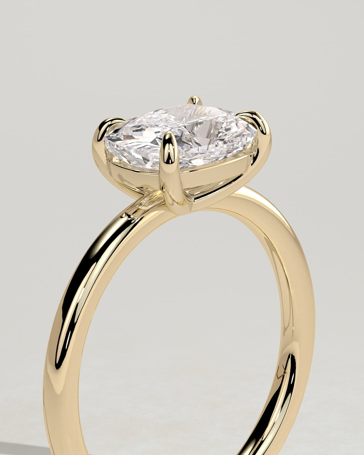 Lucille - Elongated Cushion East West Claw Solitaire Engagement Ring - Yellow Gold