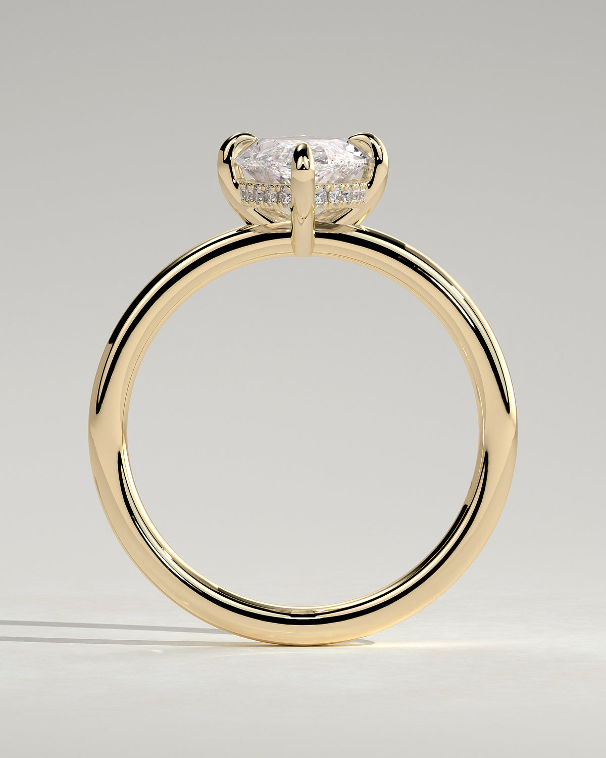 Hellen - Marquise Claw Solitaire with Hidden Halo Engagement Ring - Platinum