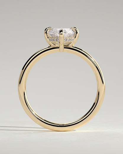 Hellen - Marquise Claw Solitaire with Hidden Halo Engagement Ring - Platinum
