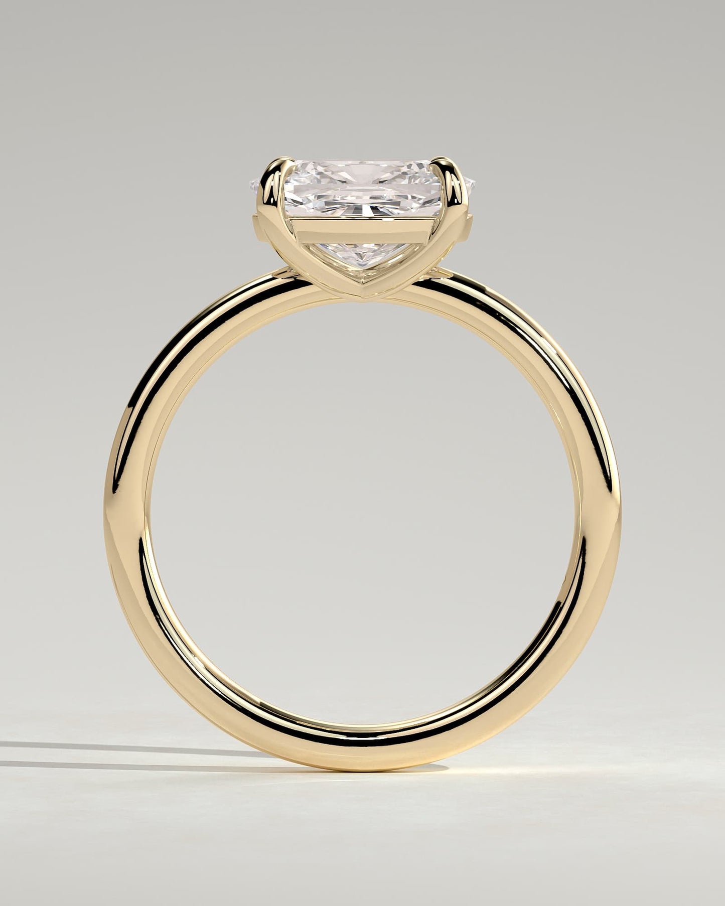 Lucille - Elongated Cushion East West Claw Solitaire Engagement Ring - Yellow Gold