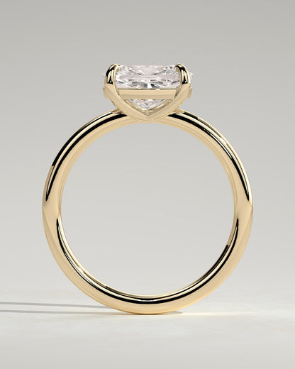 Lucille - Elongated Cushion East West Claw Solitaire Engagement Ring - Yellow Gold