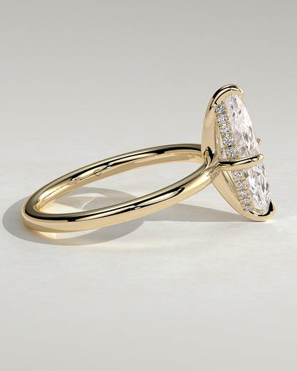Hellen - Marquise Claw Solitaire with Hidden Halo Engagement Ring - Platinum