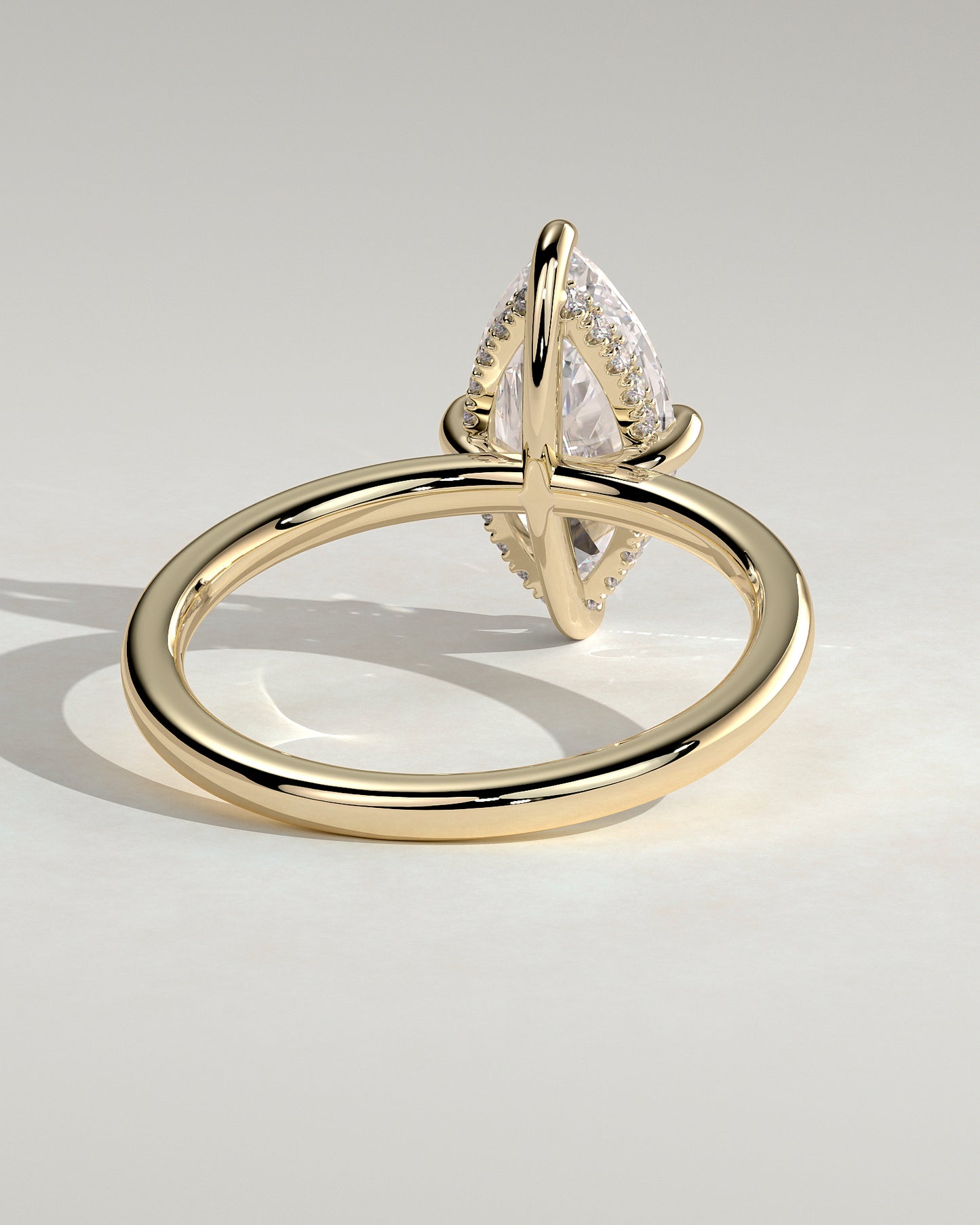 Hellen - Marquise Claw Solitaire with Hidden Halo Engagement Ring - Platinum