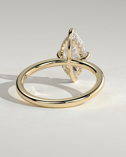 Hellen - Marquise Claw Solitaire with Hidden Halo Engagement Ring - Platinum