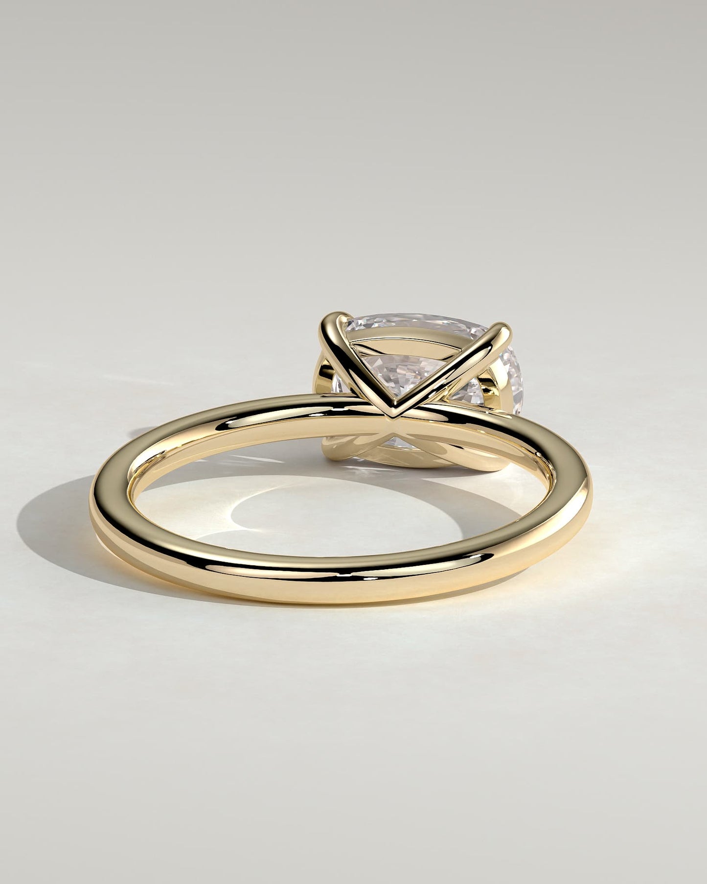 Lucille - Elongated Cushion East West Claw Solitaire Engagement Ring - Yellow Gold