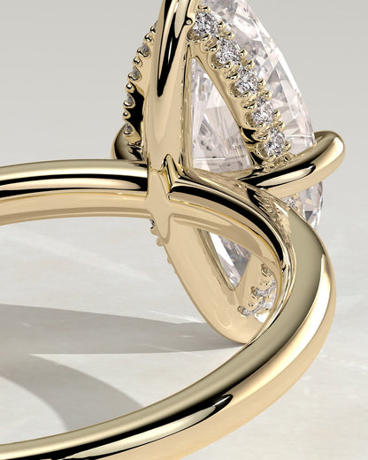 Hellen - Marquise Claw Solitaire with Hidden Halo Engagement Ring - Yellow Gold