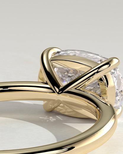 Lucille - Elongated Cushion East West Claw Solitaire Engagement Ring - Yellow Gold