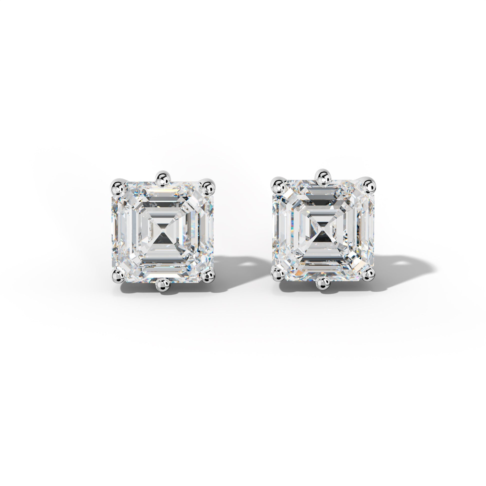 Asscher Diamond Stud Earrings With Six Classic Prongs - 1/2 - 14K Rose Gold