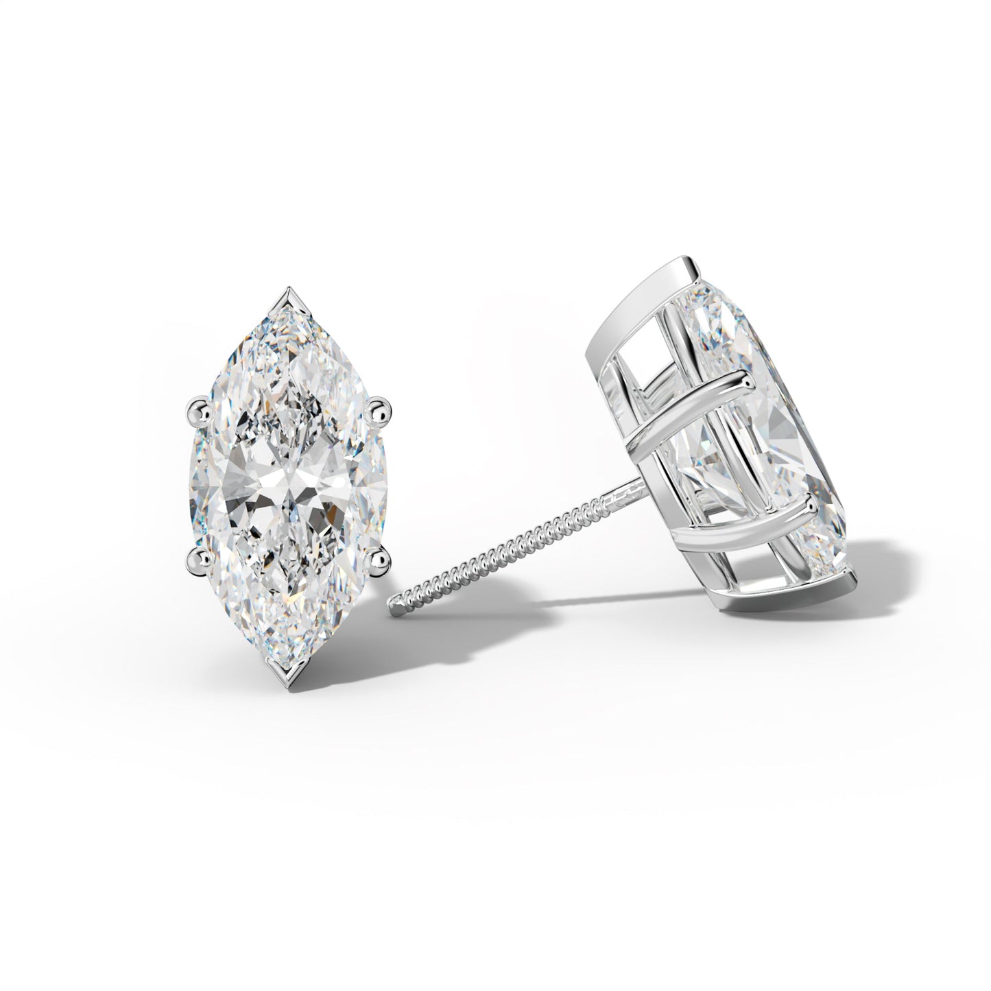 Marquise Diamond Stud Earrings With Classic And V Prongs