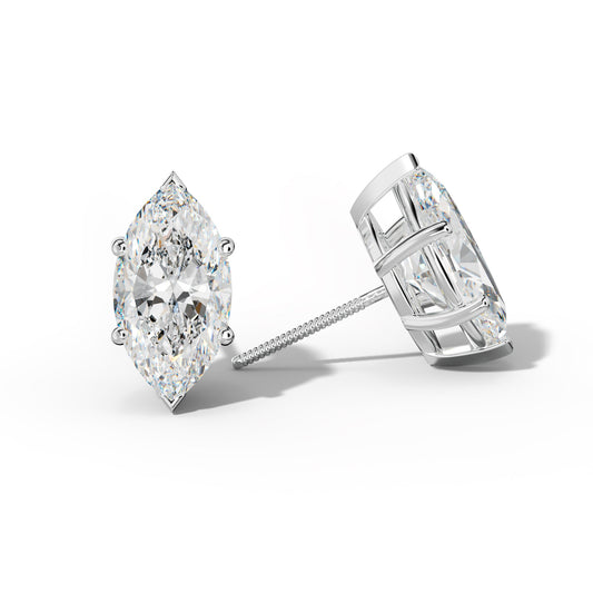 Marquise Diamond Stud Earrings With Classic And V Prongs