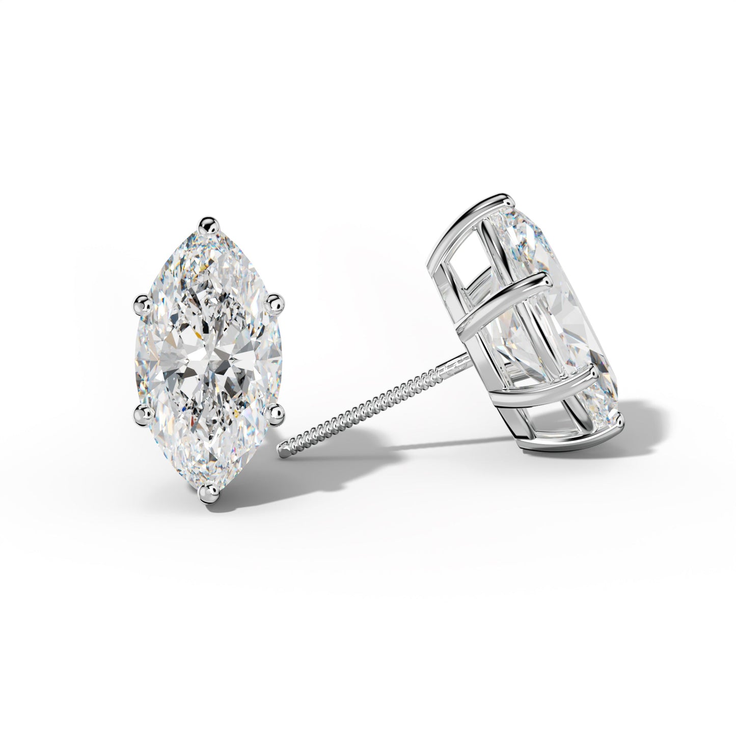 Marquise Diamond Stud Earrings With Classic Six Prongs