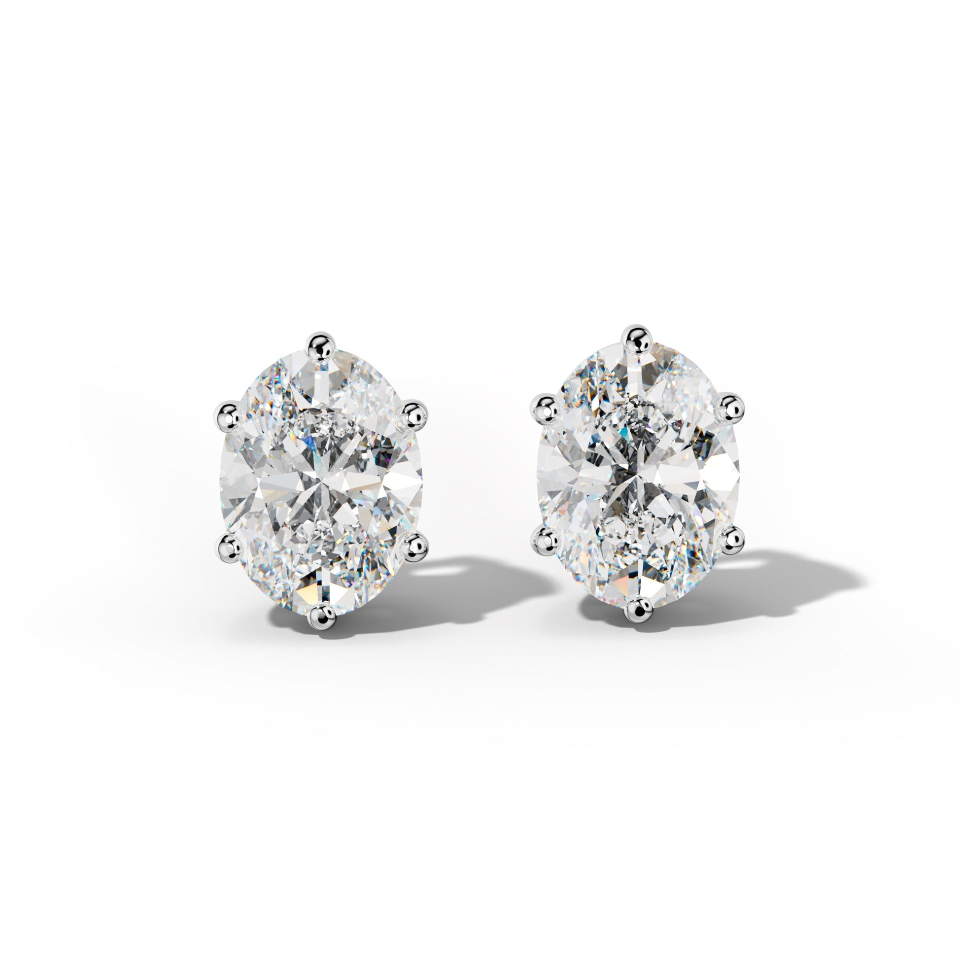Oval Diamond Stud Earrings With Classic Six Prongs - 1/2 - 14K Rose Gold