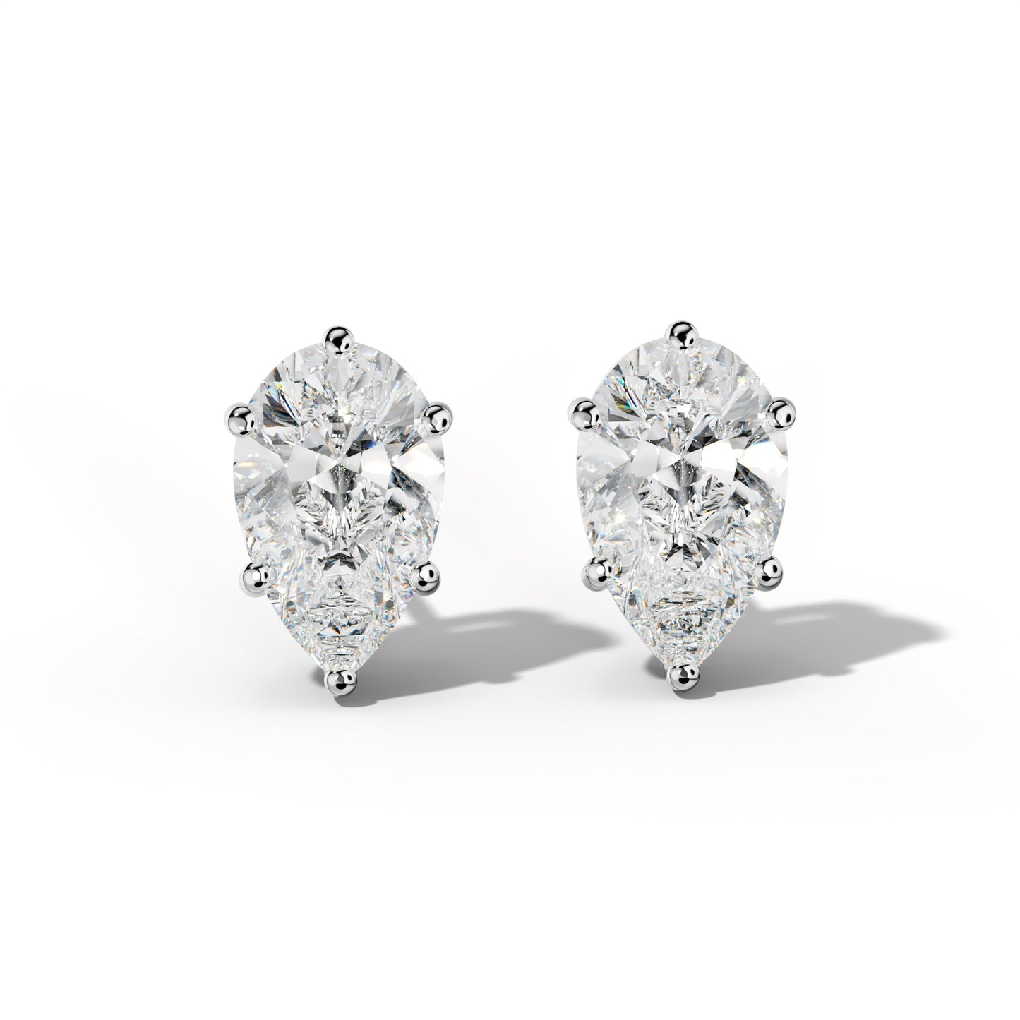 Pear Shape Diamond Stud Earrings With Classic Six Prongs - 1/2 - 14K Rose Gold