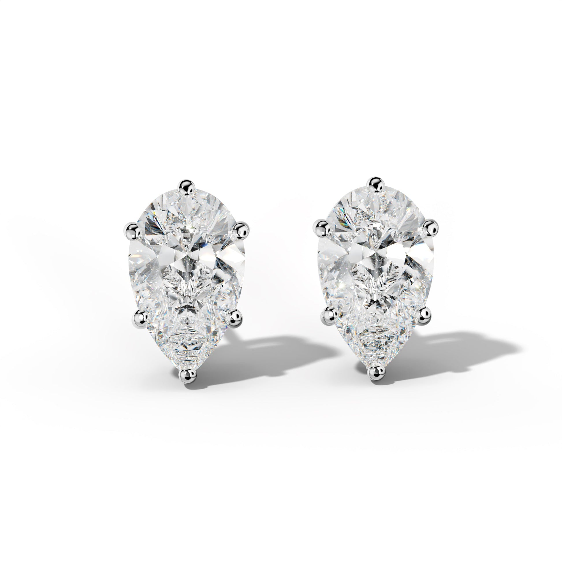 Pear Shape Diamond Stud Earrings With Classic Six Prongs - 1/2 - 14K Rose Gold