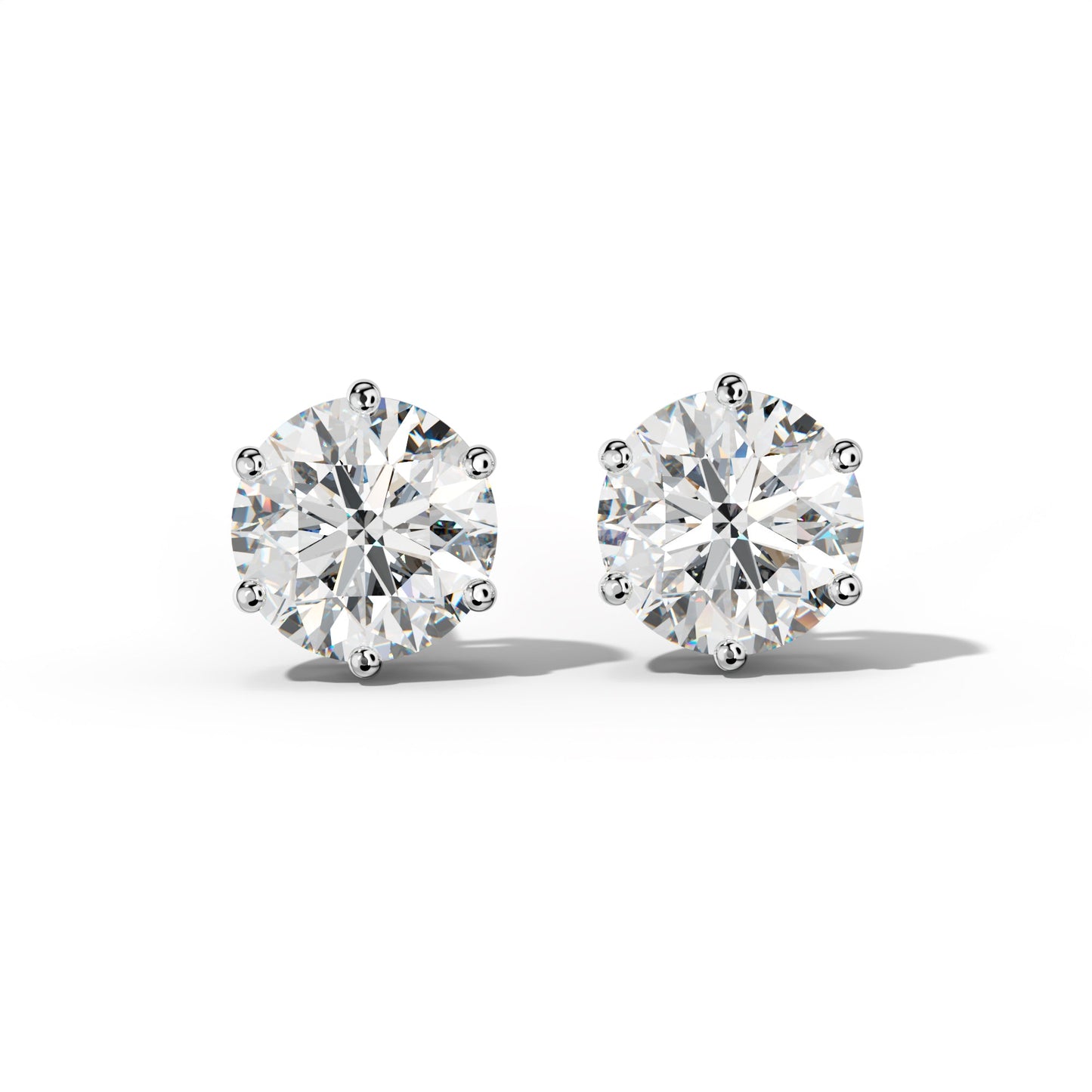 Round Diamond Stud Earrings With Classic Six Prongs - 1/2 - 14K Rose Gold