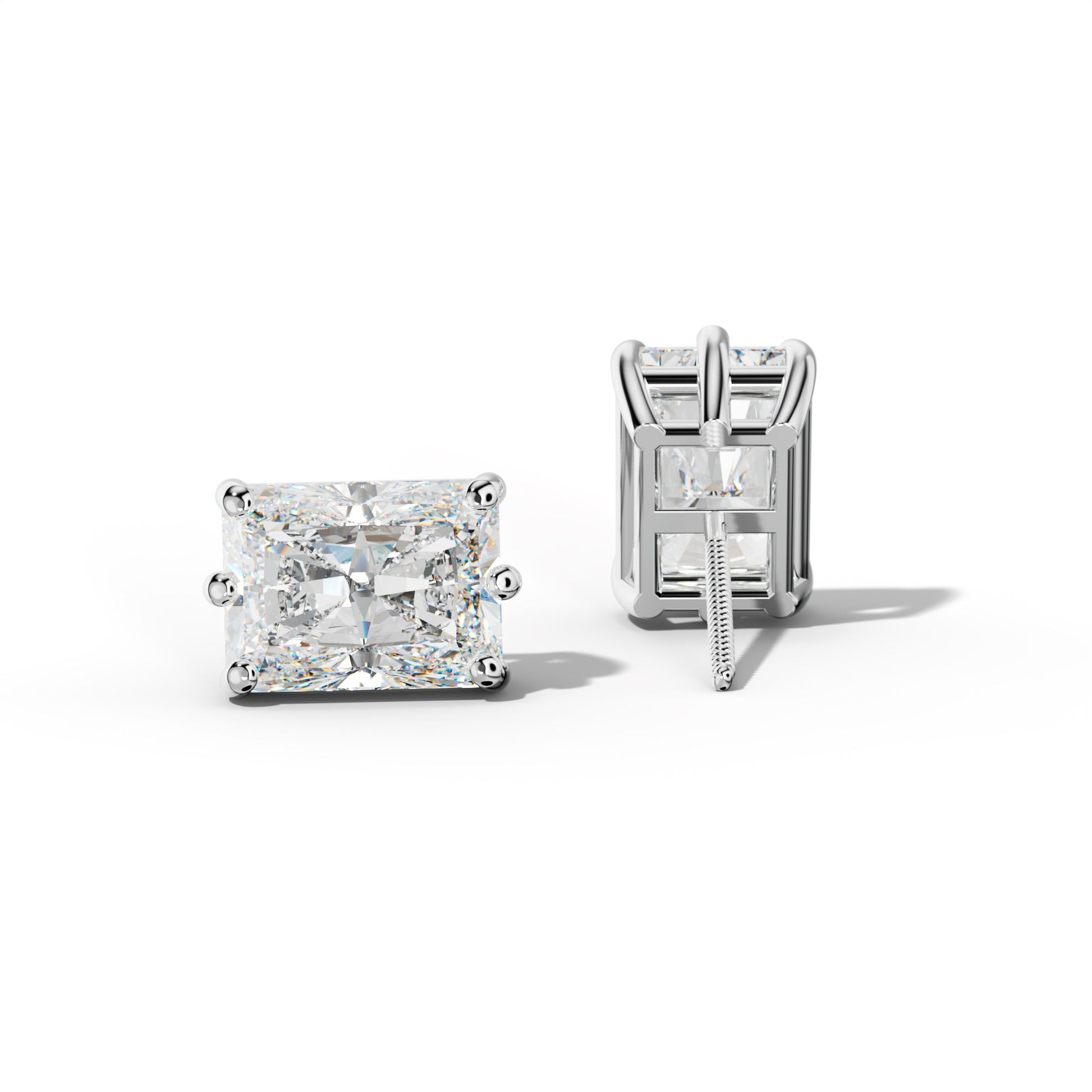 Radiant Diamond Stud Earrings With Classic Six Prongs - 1/2 - 14K Yellow Gold