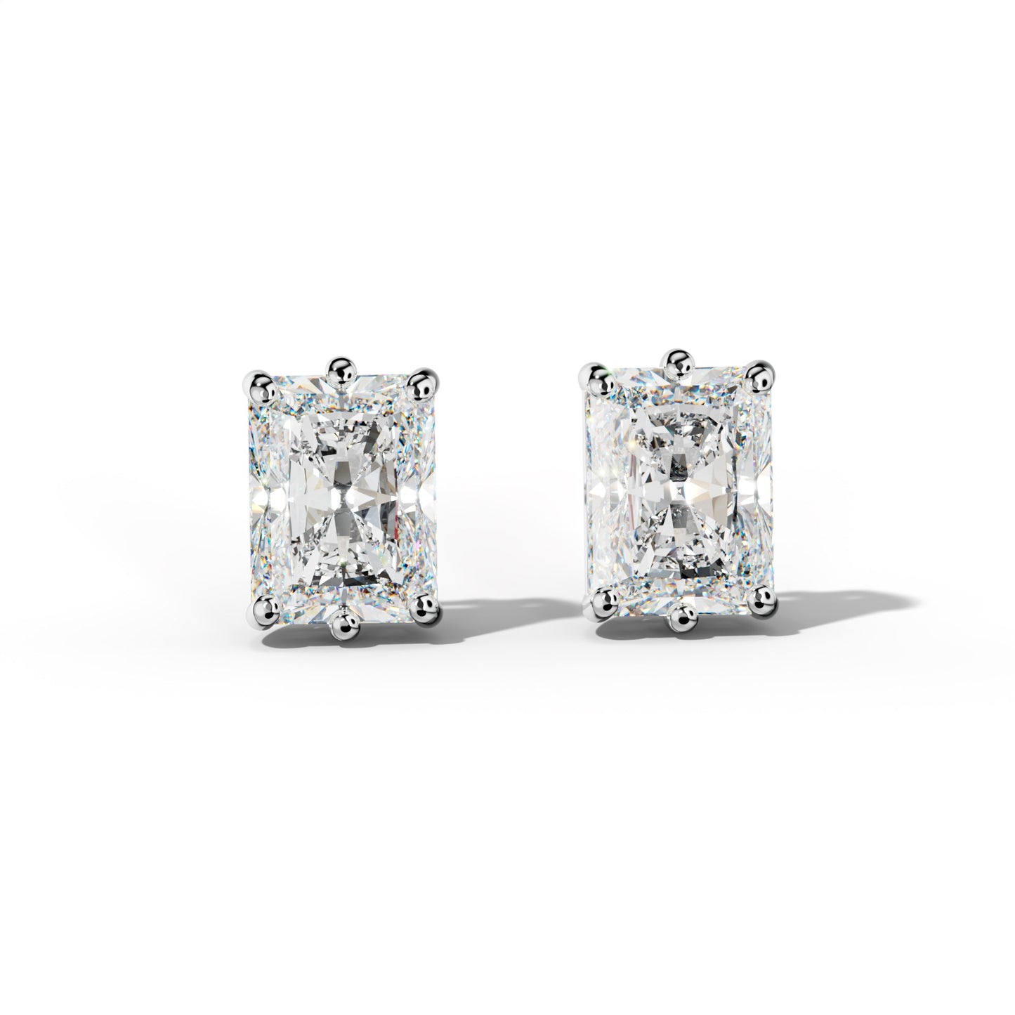 Radiant Diamond Stud Earrings With Classic Six Prongs - 1/2 - 14K Rose Gold