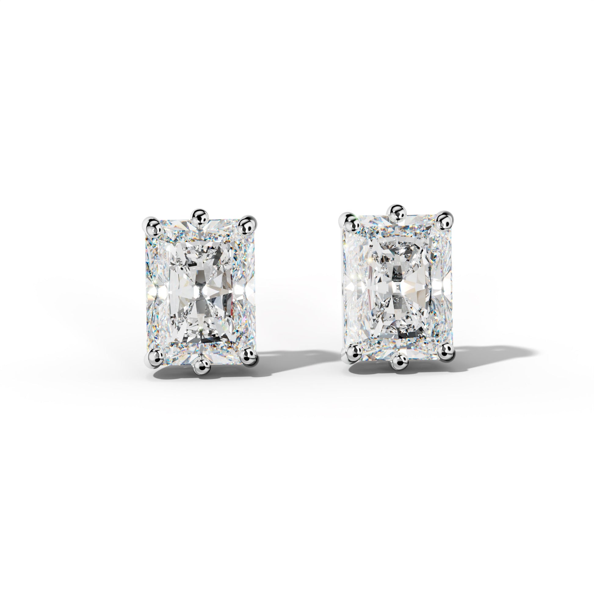 Radiant Diamond Stud Earrings With Classic Six Prongs - 1/2 - 14K Rose Gold