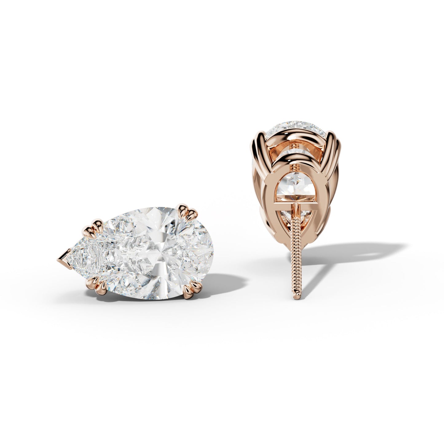Pear Shape Diamond Stud Earrings With Claw Double And V Prongs - 1/2 - Platinum 950