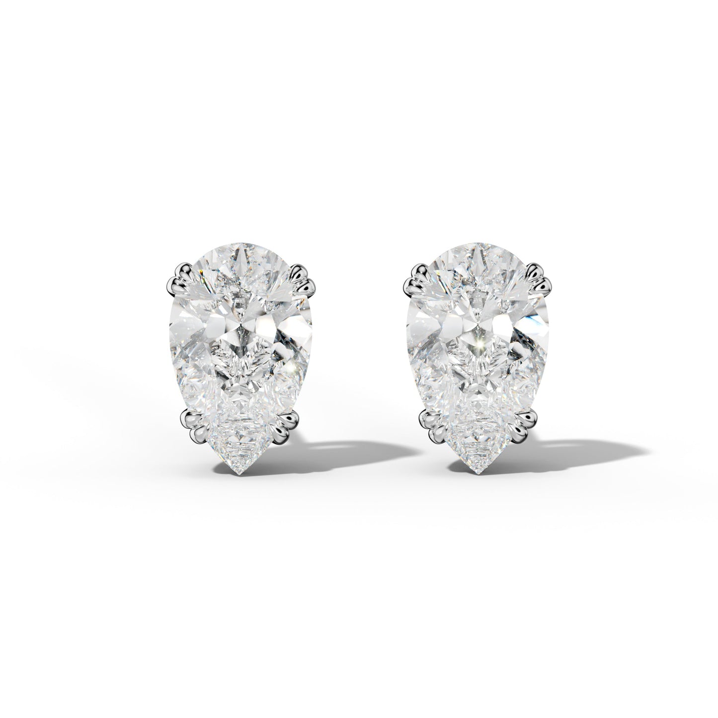 Pear Shape Diamond Stud Earrings With Claw Double Prongs - 1/2 - 14K Rose Gold
