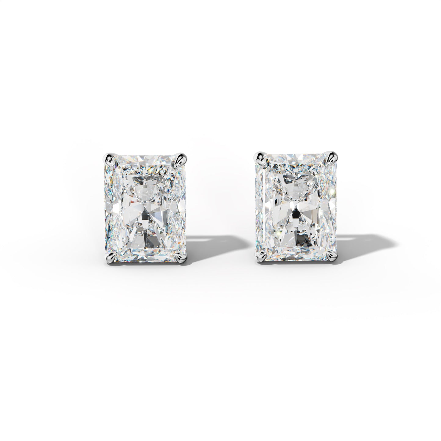Radiant Diamond Stud Earrings With Four Claw Prongs - 1/2 - 14K Rose Gold