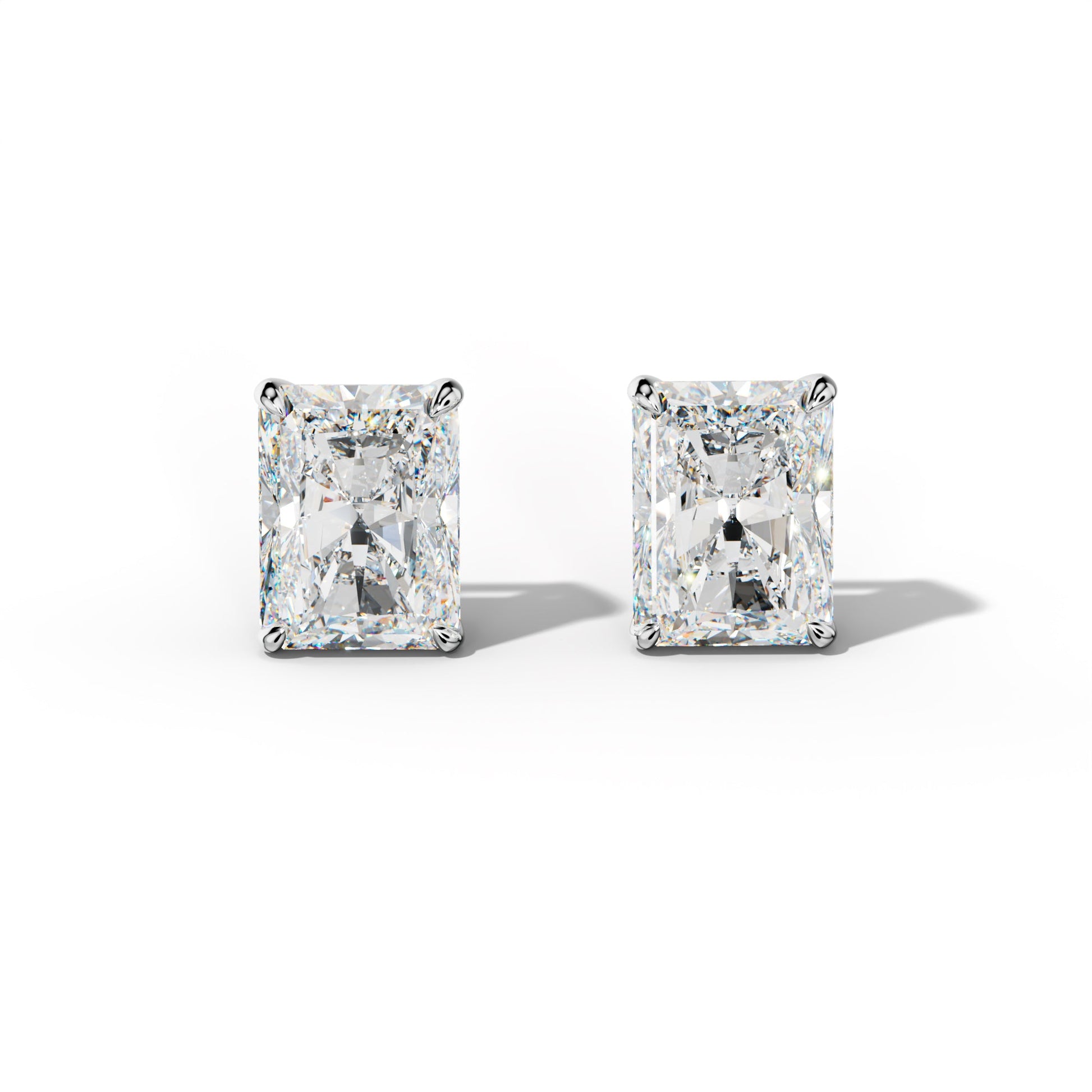 Radiant Diamond Stud Earrings With Four Claw Prongs - 1/2 - 14K Rose Gold