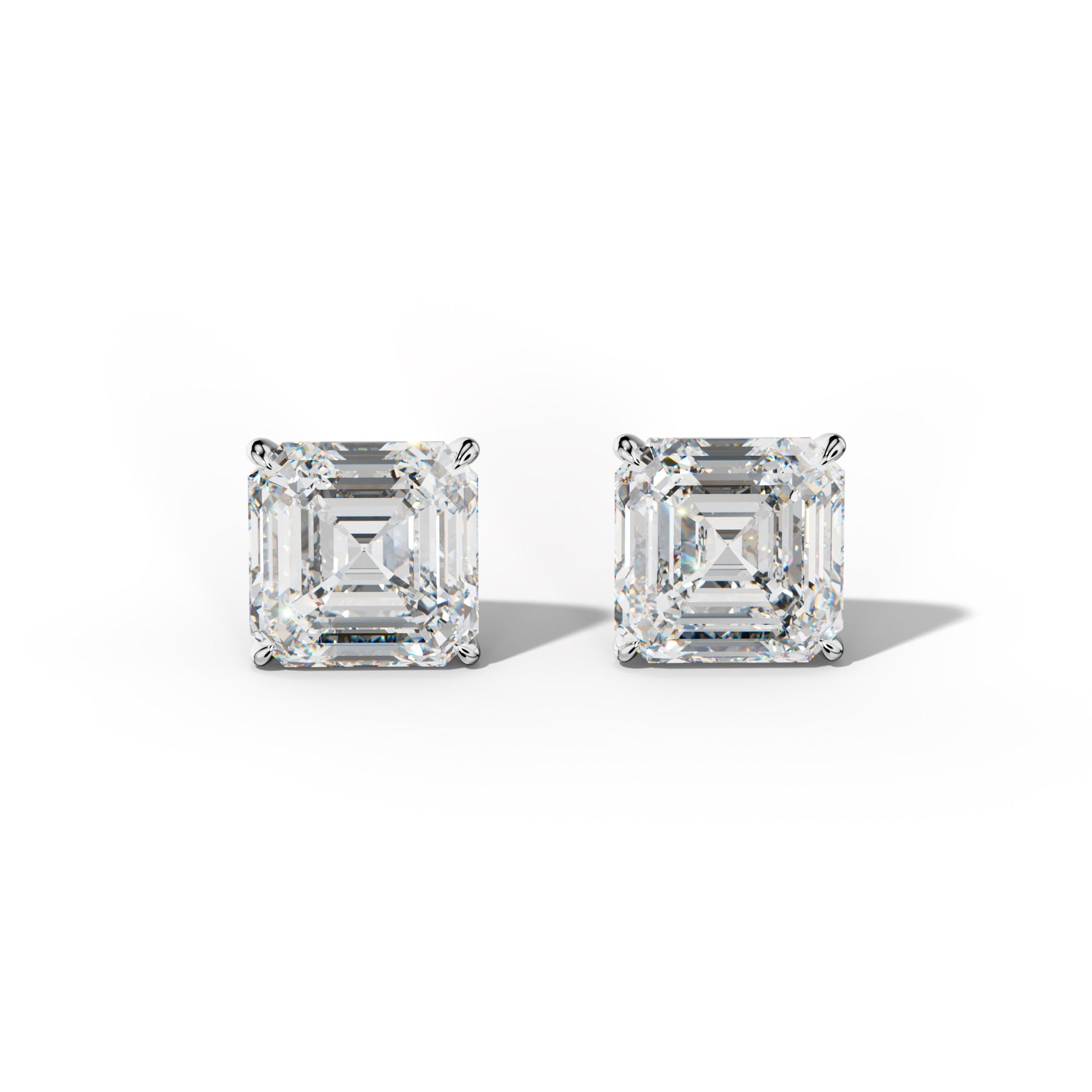 Asscher Diamond Stud Earrings With Four Prong Martini Settings - 1/2 - 14K Rose Gold
