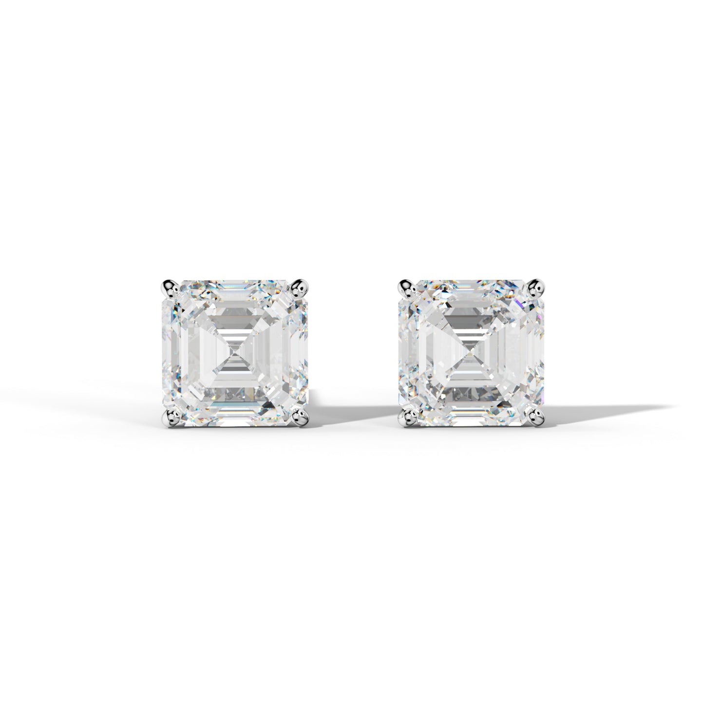 Asscher Diamond Stud Earrings With Four Classic Prong Martini Settings - 1/2 - 14K Rose Gold