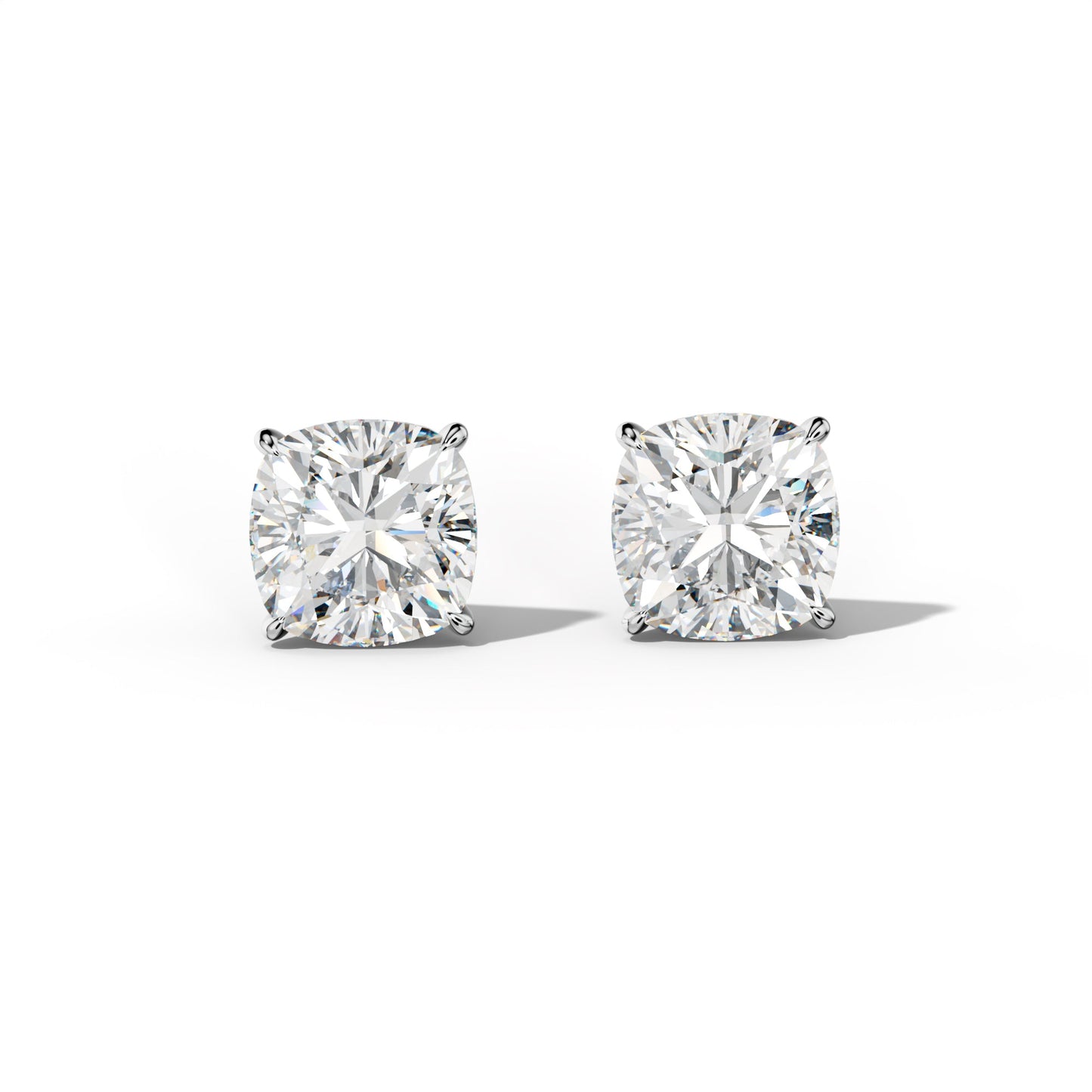 Cushion Diamond Stud Earrings With Four Prong Martini Settings - 1/2 - 14K Rose Gold