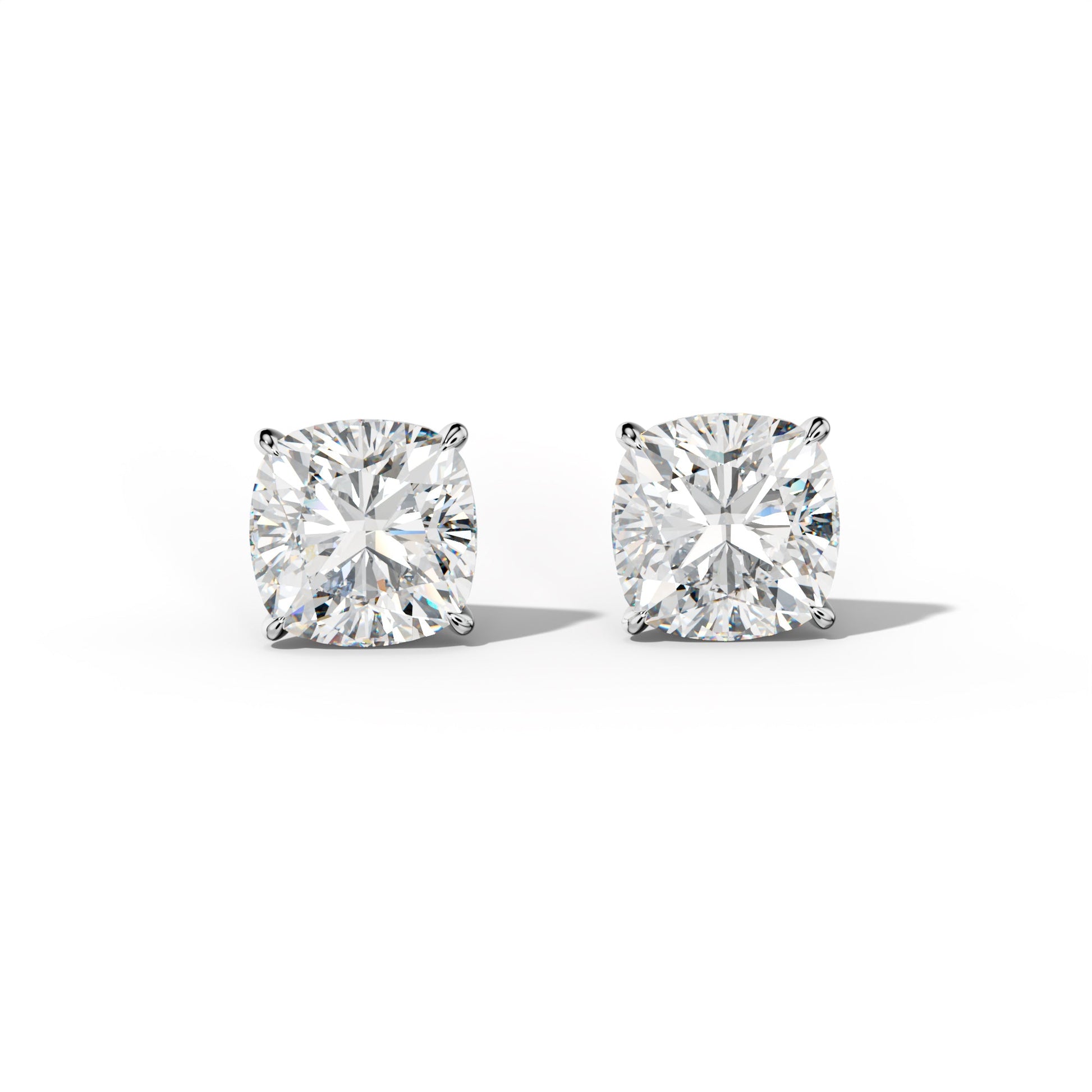 Cushion Diamond Stud Earrings With Four Prong Martini Settings - 1/2 - 14K Rose Gold