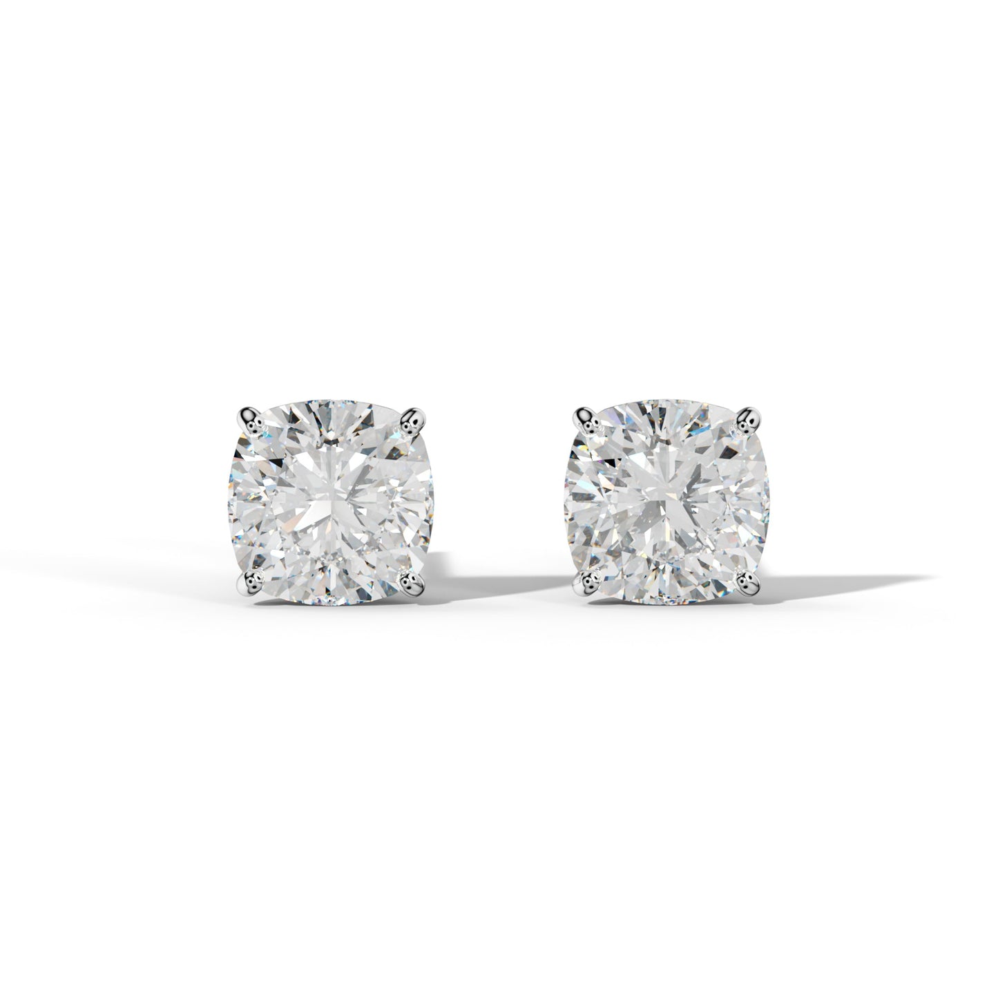 Cushion Diamond Stud Earrings With Four Classic Prong Martini Settings - 1/2 - 14K Rose Gold