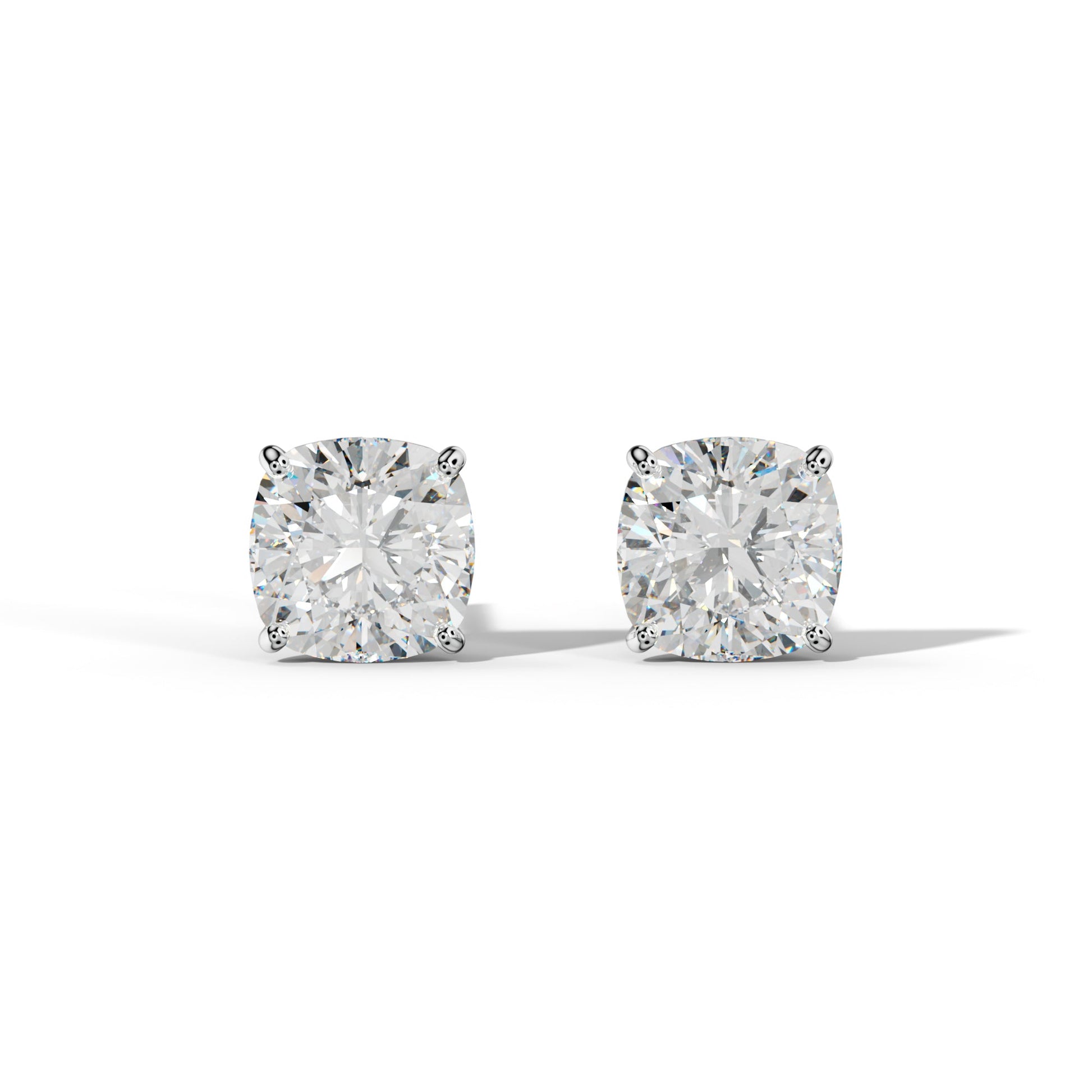 Cushion Diamond Stud Earrings With Four Classic Prong Martini Settings - 1/2 - 14K Rose Gold