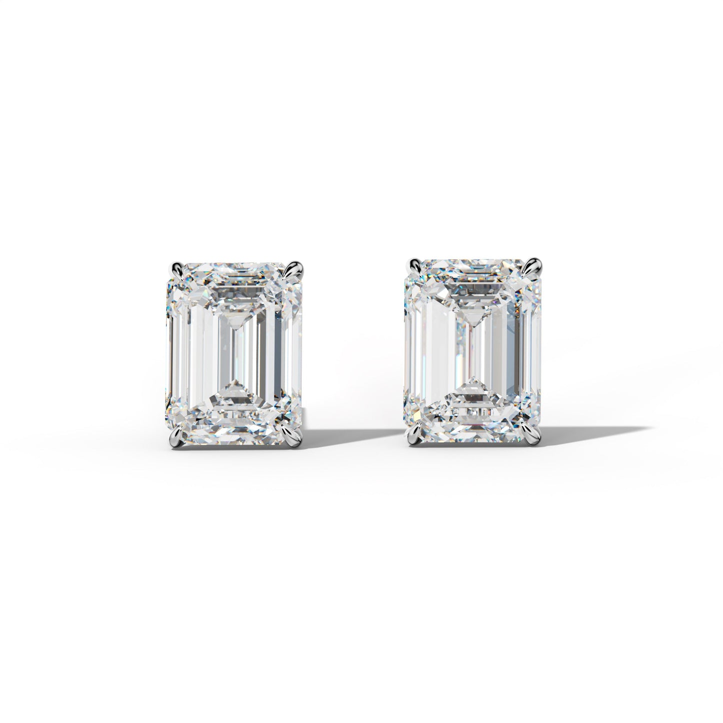 Emerald Cut Diamond Stud Earrings With Four Prong Martini Settings - 1/2 - 14K Rose Gold