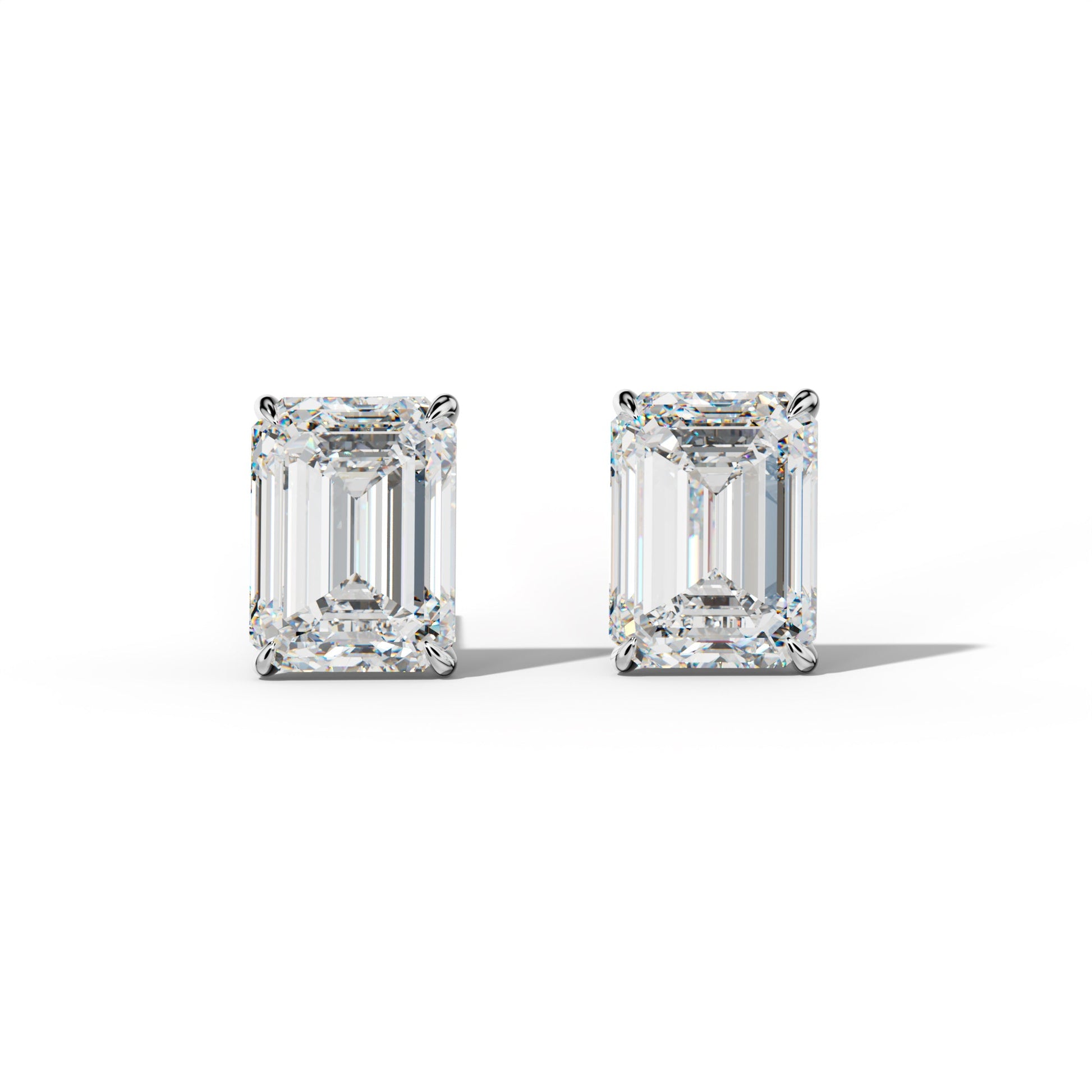 Emerald Cut Diamond Stud Earrings With Four Prong Martini Settings - 1/2 - 14K Rose Gold