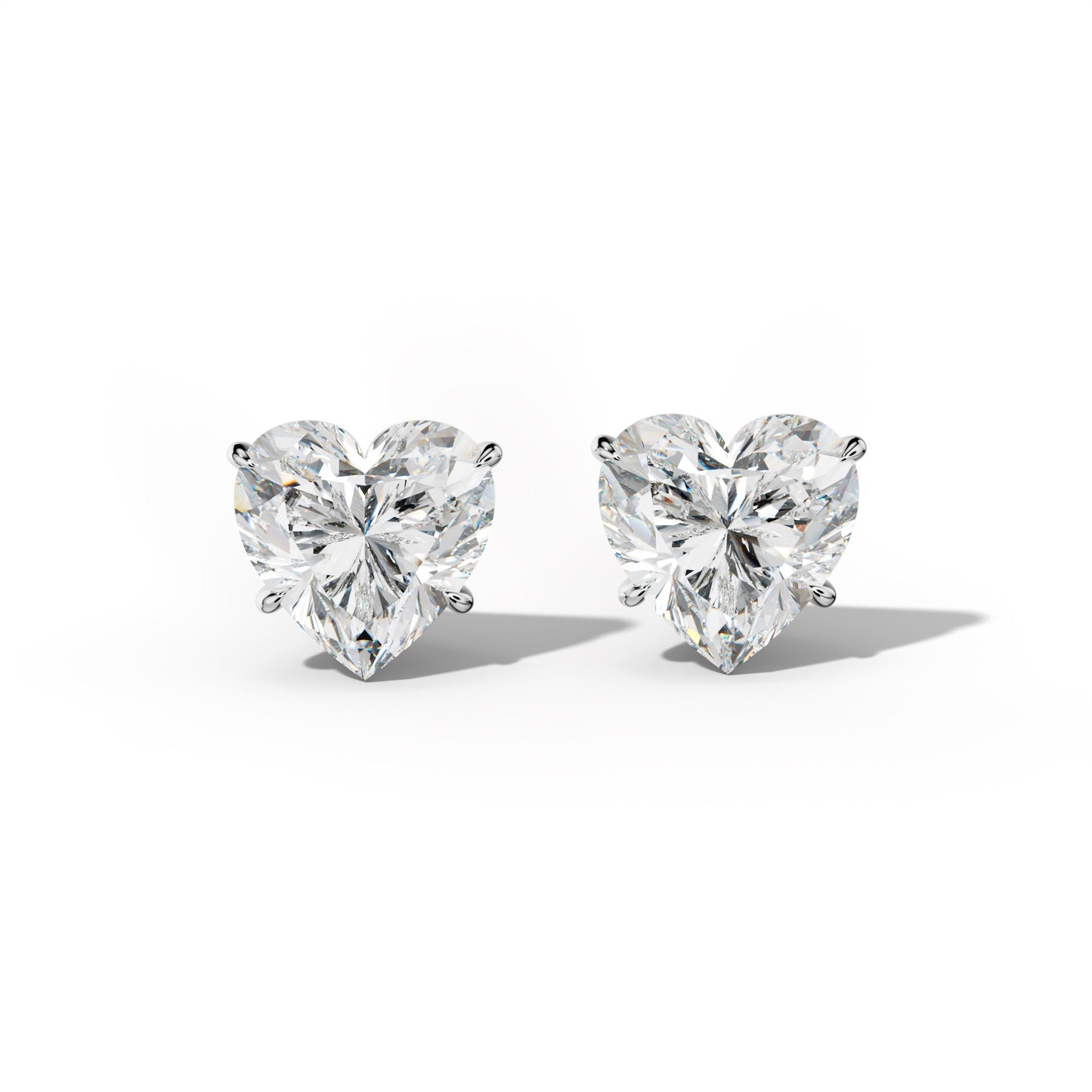 Heart  Diamond Stud Earrings With Four Prong Martini Settings - 1/2 - 14K Rose Gold