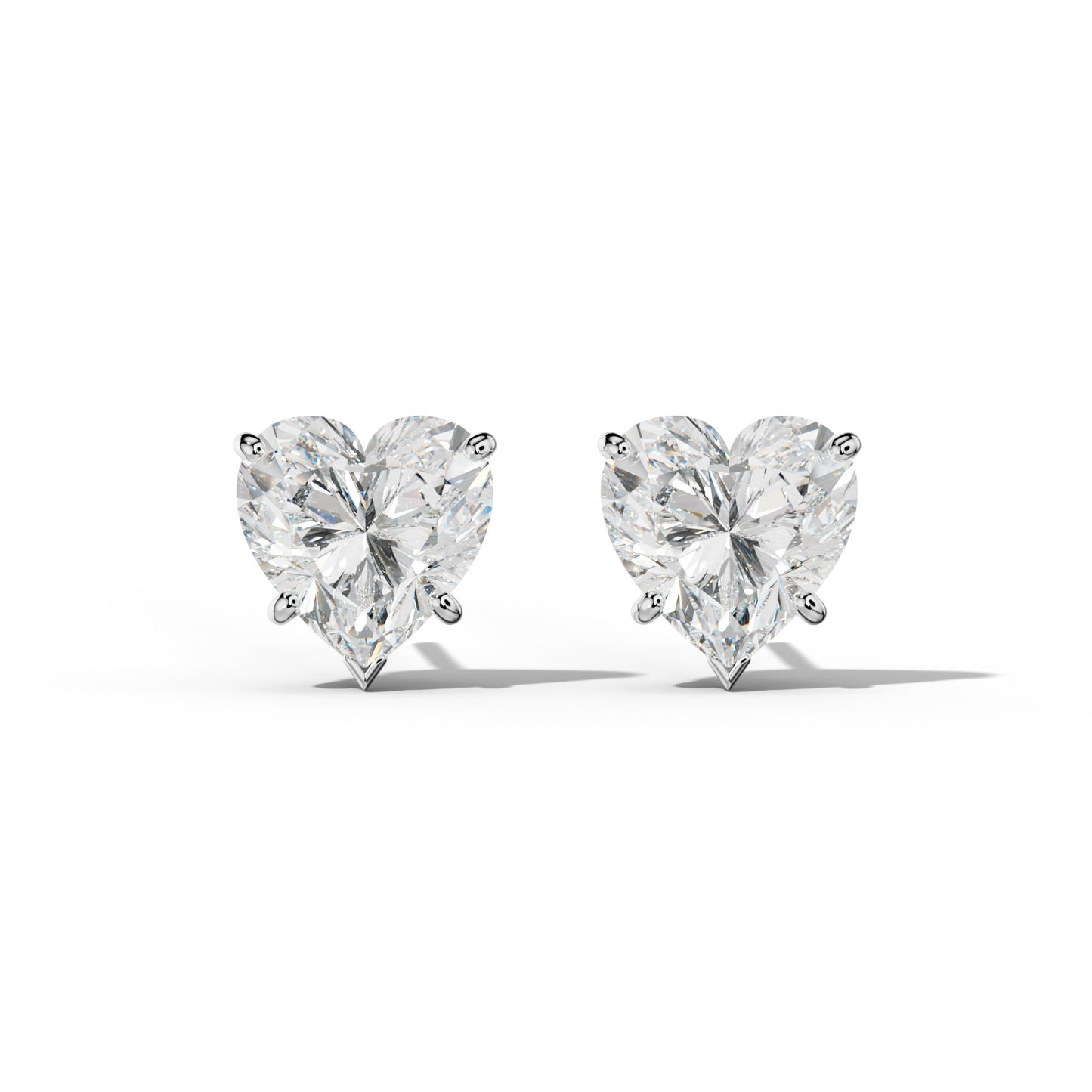 Heart Diamond Stud Earrings With Classic And V Prong Martini Settings - 1/2 - 14K Rose Gold