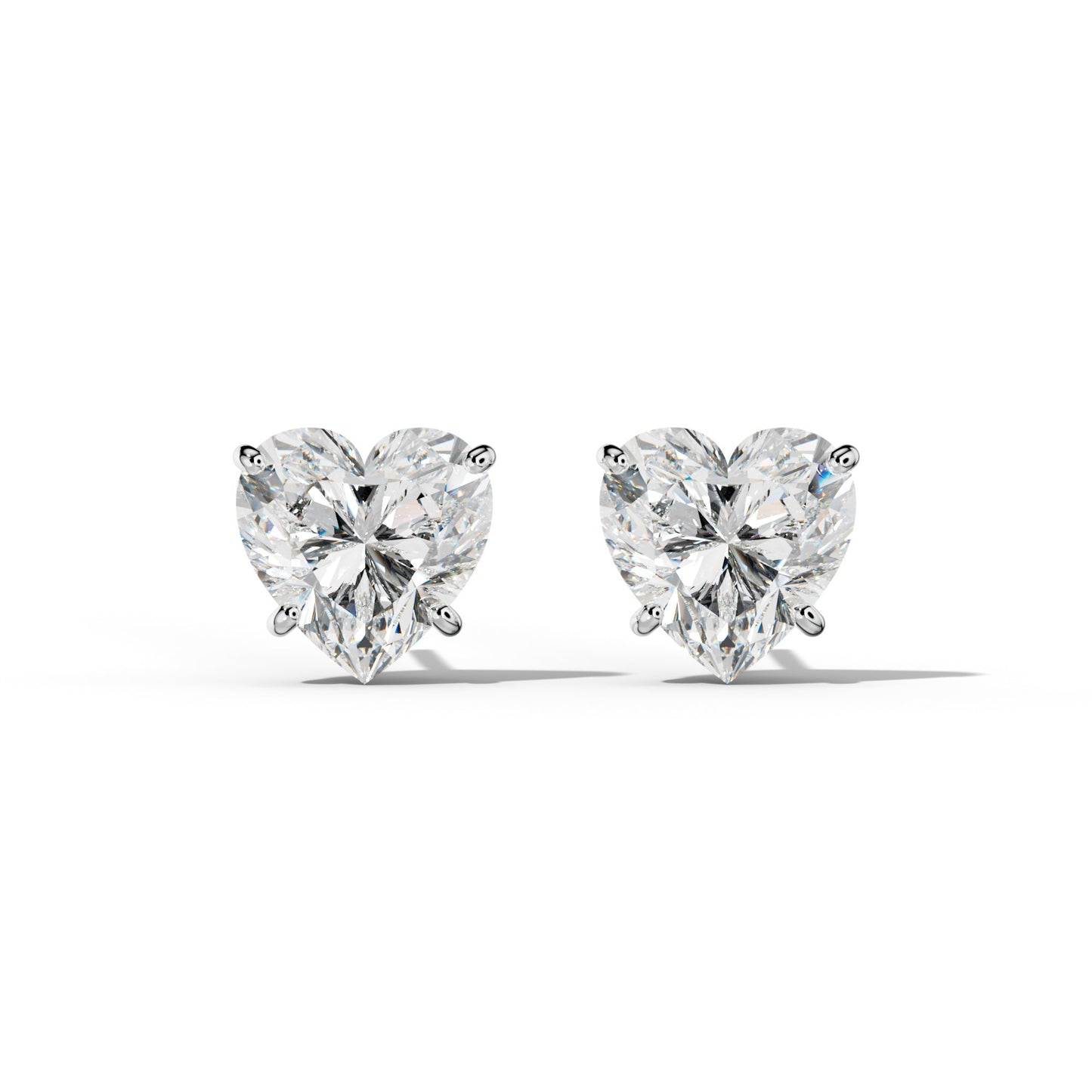 Heart  Diamond Stud Earrings With Four Classic Prong Martini Settings - 1/2 - 14K Rose Gold