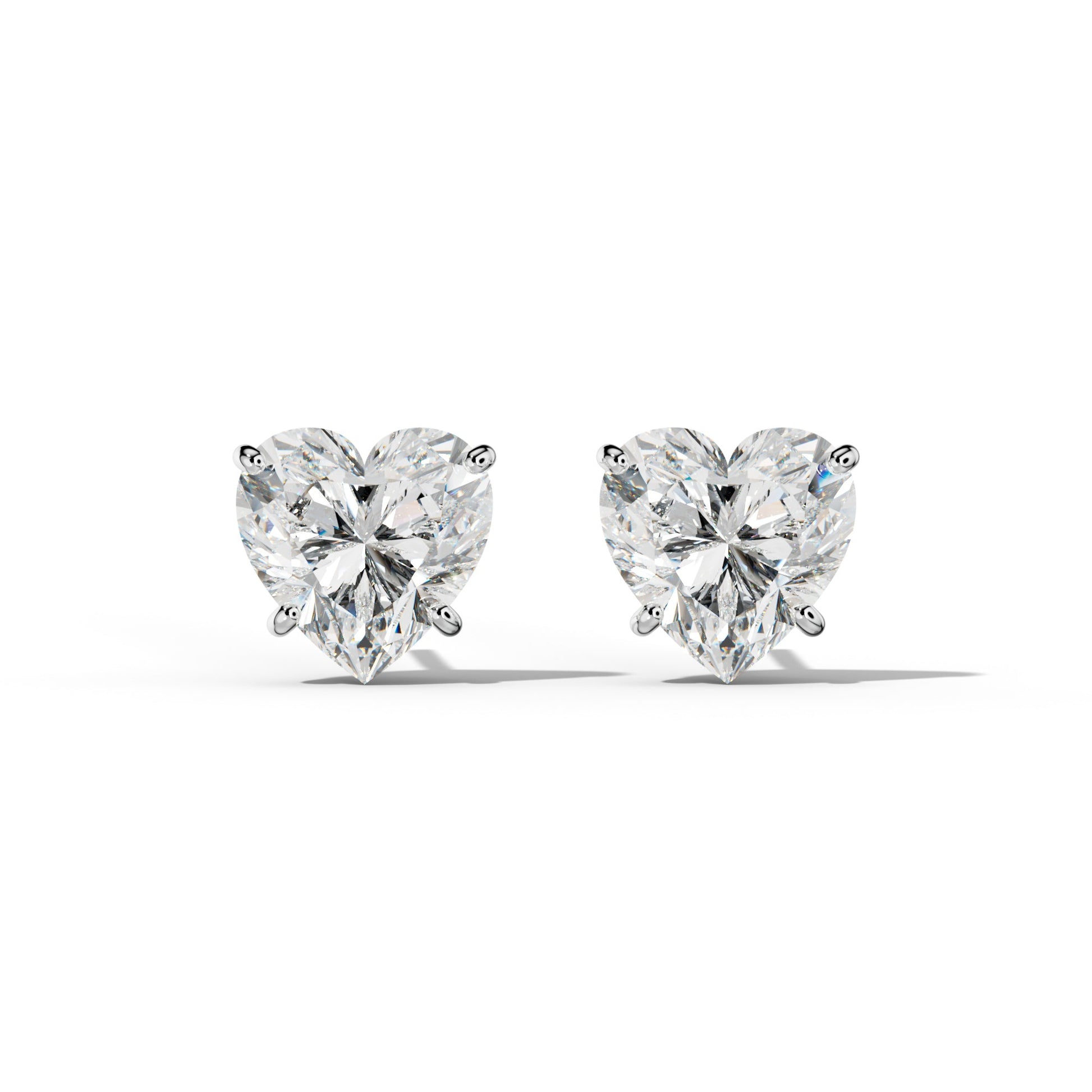 Heart  Diamond Stud Earrings With Four Classic Prong Martini Settings - 1/2 - 14K Rose Gold