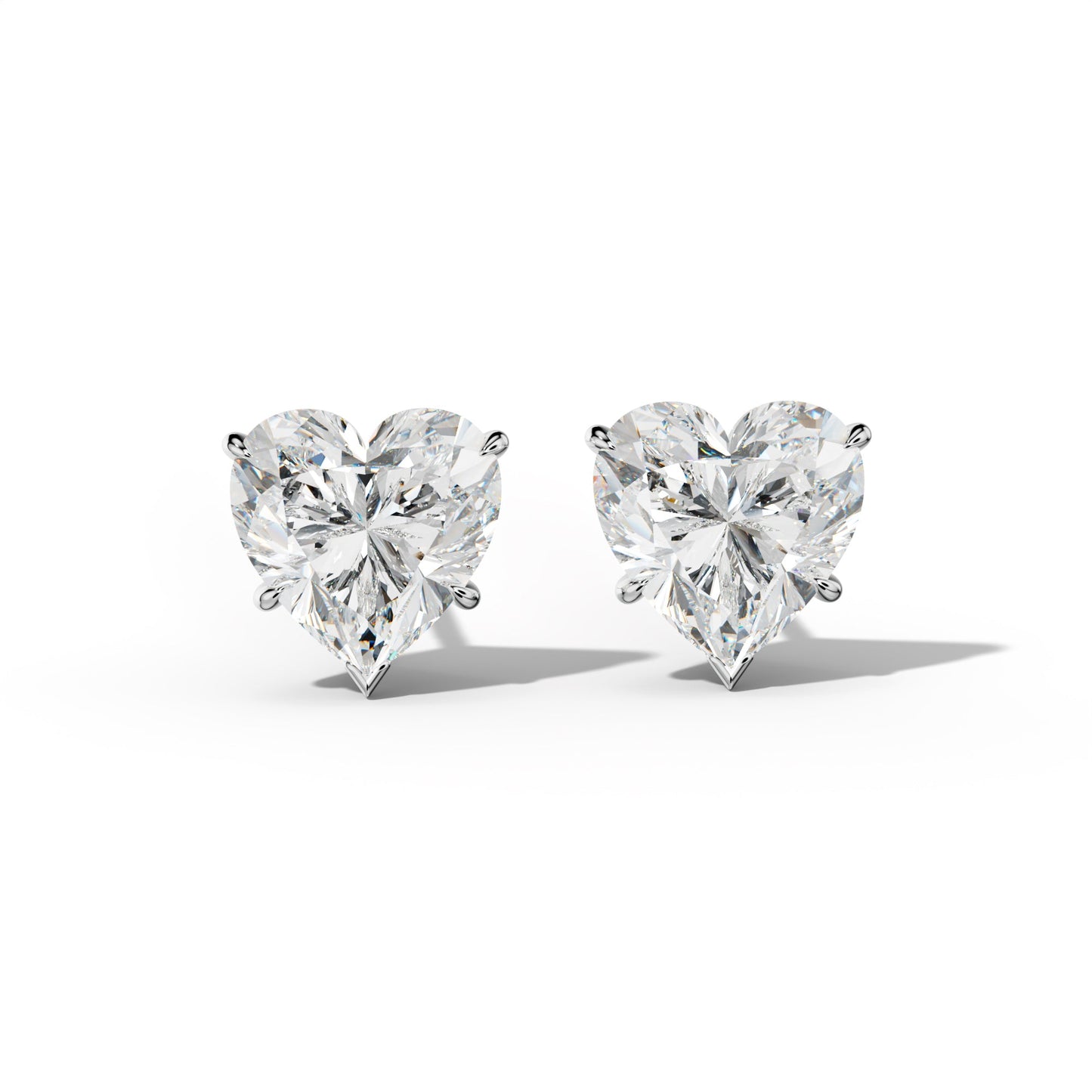 Heart  Diamond Stud Earrings With V Prong Martini Settings - 1/2 - 14K Rose Gold