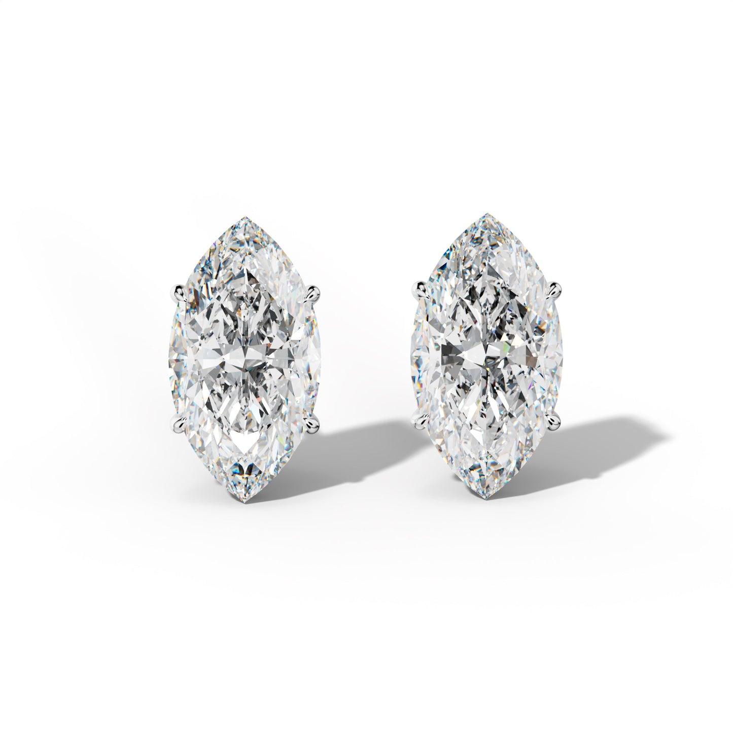 Marquise Diamond Stud Earrings With Four Prong Martini Settings - 1/2 - 14K Rose Gold