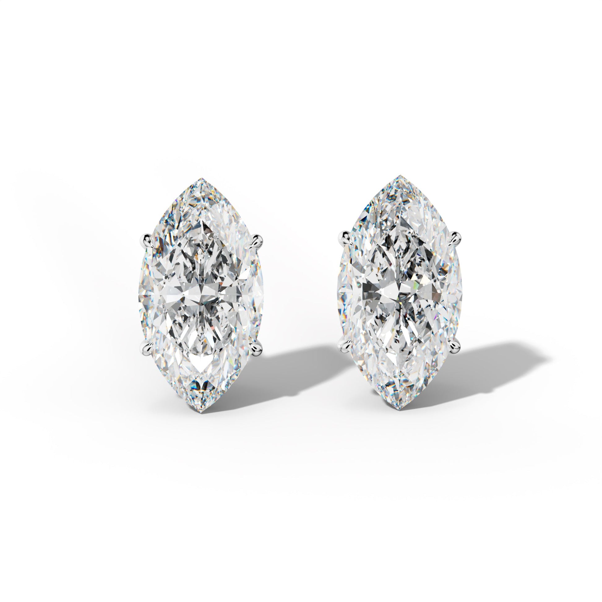 Marquise Diamond Stud Earrings With Four Prong Martini Settings - 1/2 - 14K Rose Gold