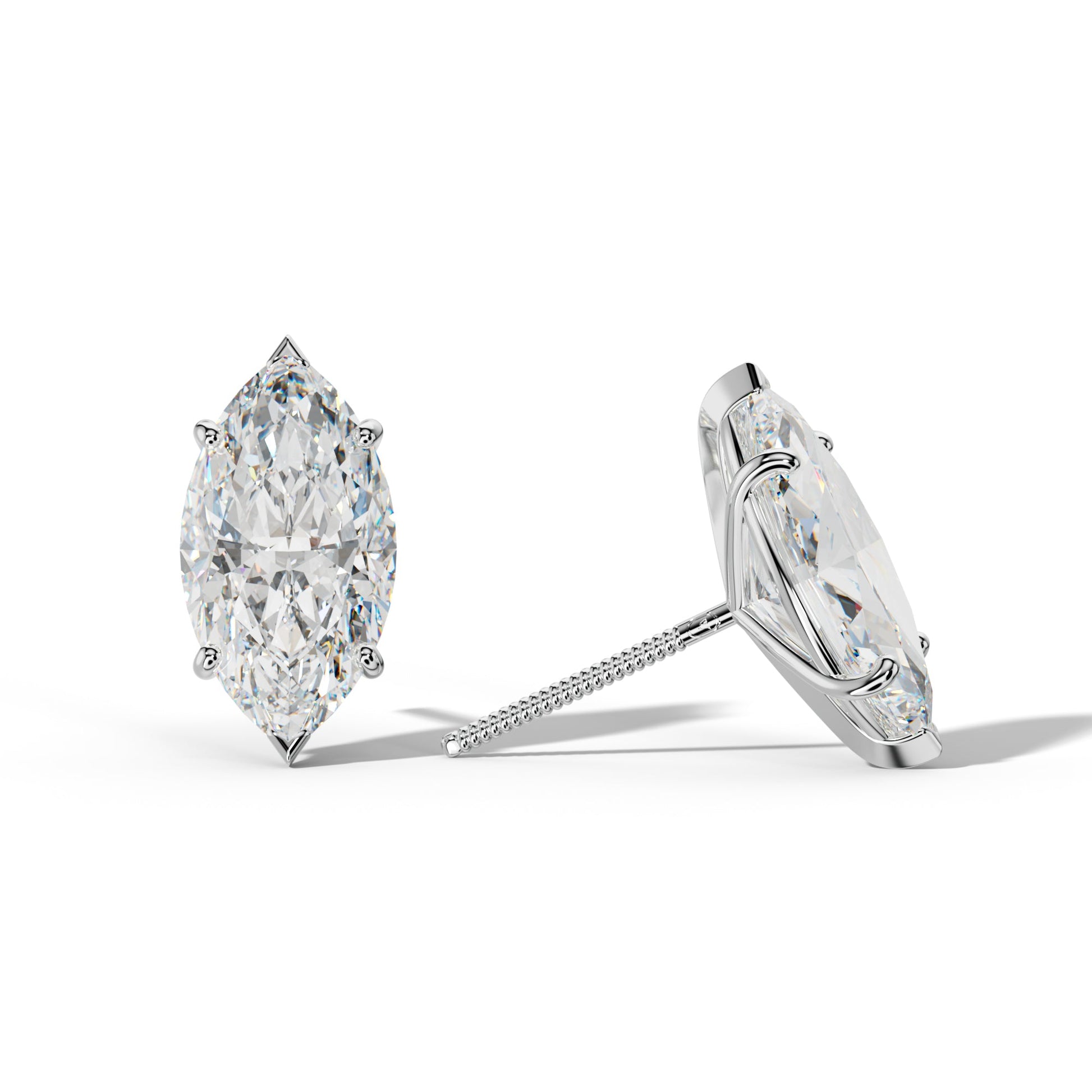 Marquise Diamond Stud Earrings With Classic And V Prong Martini Settings