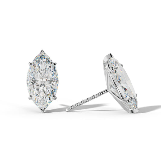 Marquise Diamond Stud Earrings With Classic And V Prong Martini Settings