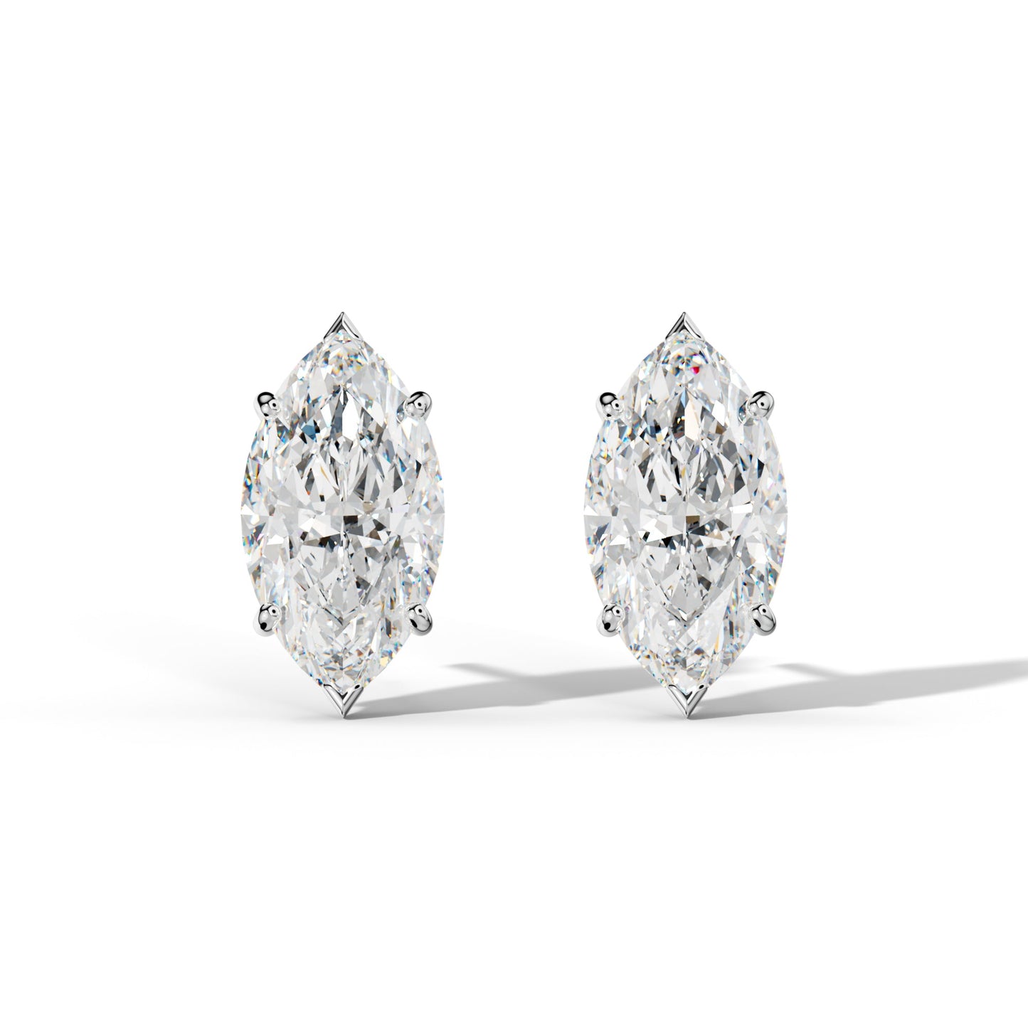 Marquise Diamond Stud Earrings With Classic And V Prong Martini Settings - 1/2 - 14K Rose Gold