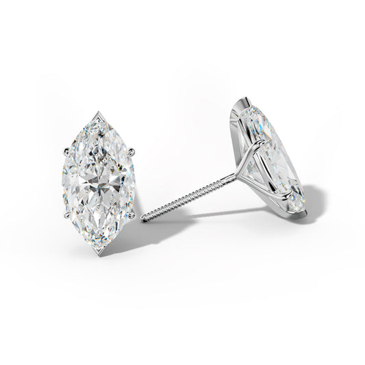 Marquise Diamond Stud Earrings With V Prong Martini Settings
