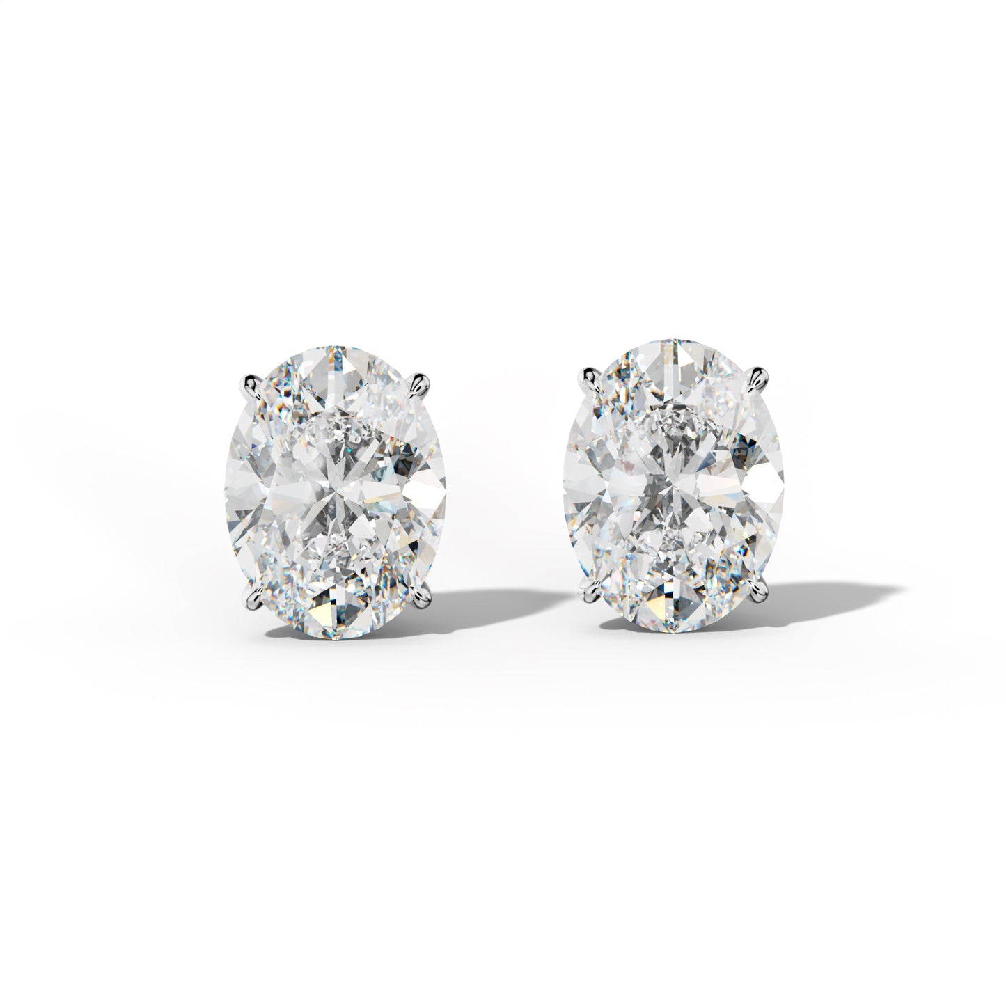 Oval Diamond Stud Earrings With Four Prong Martini Settings - 1/2 - 14K Rose Gold
