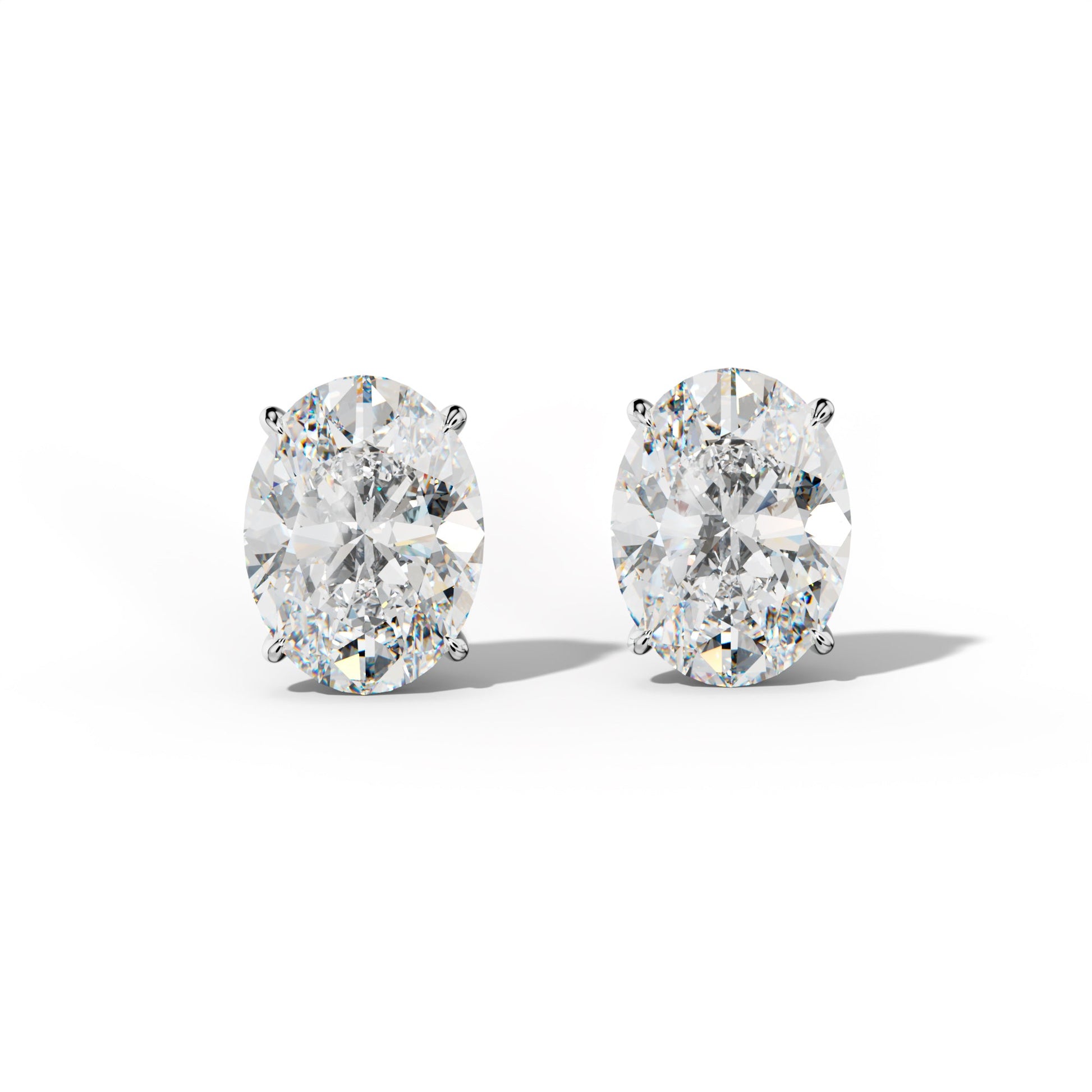 Oval Diamond Stud Earrings With Four Prong Martini Settings - 1/2 - 14K Rose Gold