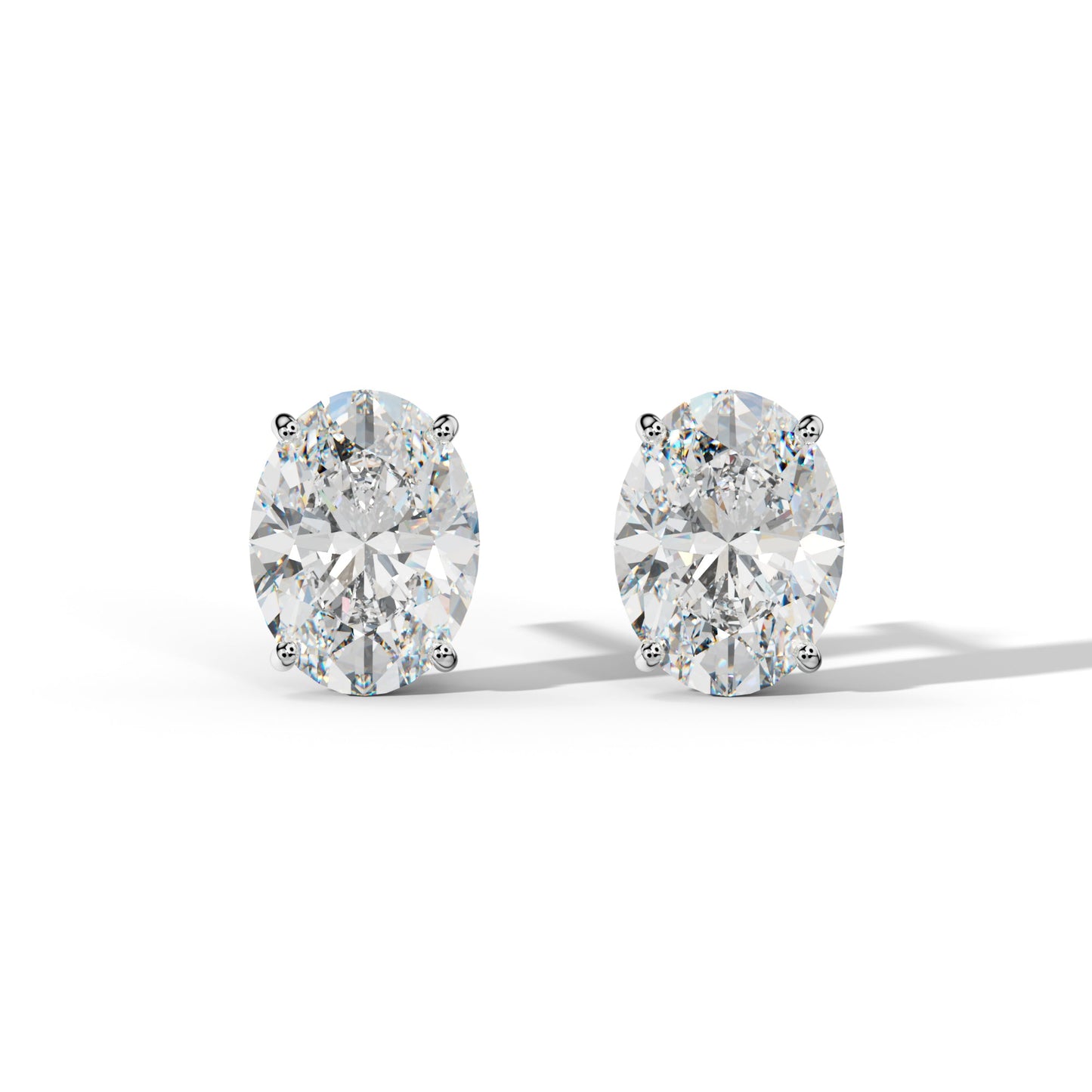 Oval Diamond Stud Earrings With Four Classic Prong Martini Settings - 1/2 - 14K Rose Gold