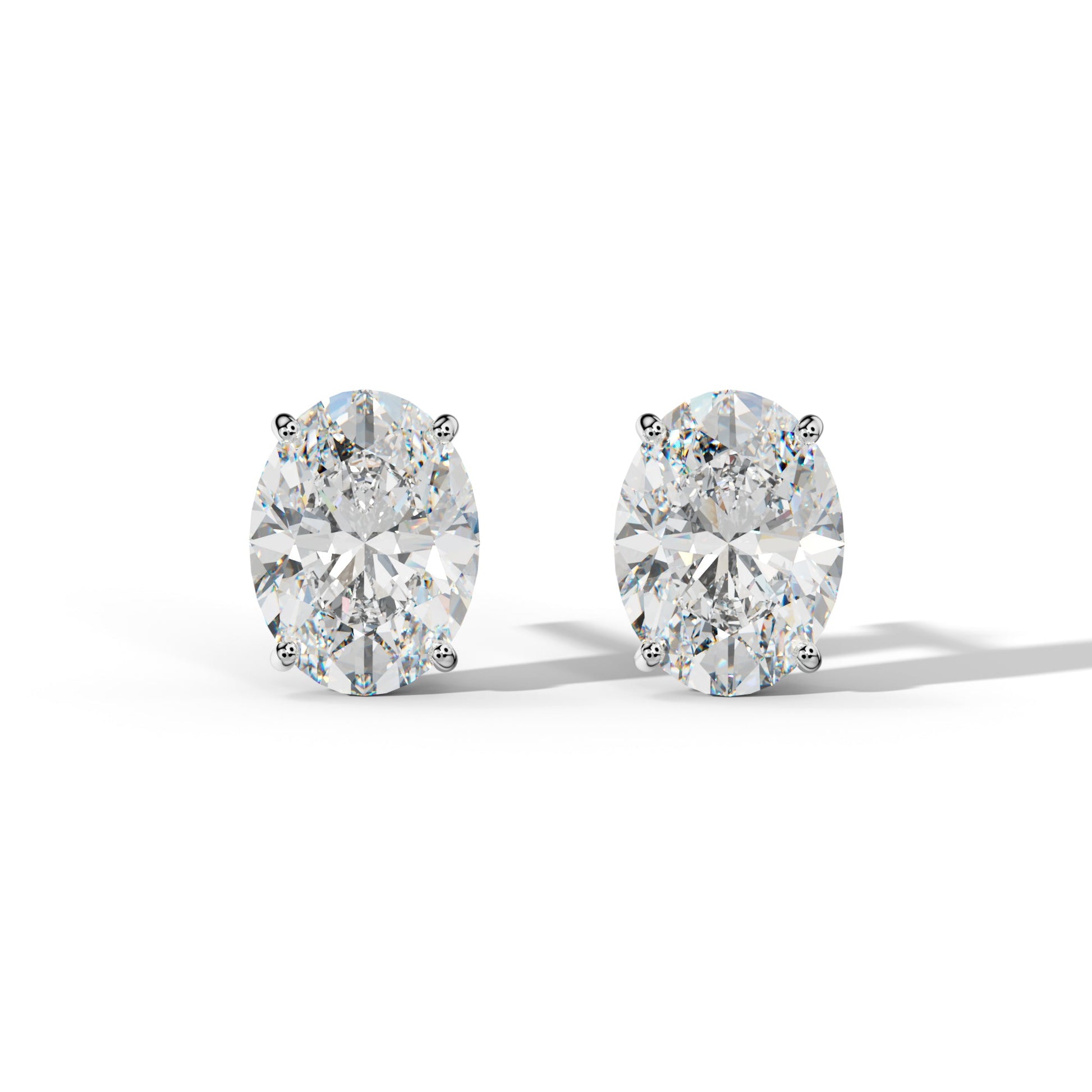 Oval Diamond Stud Earrings With Four Classic Prong Martini Settings - 1/2 - 14K Rose Gold